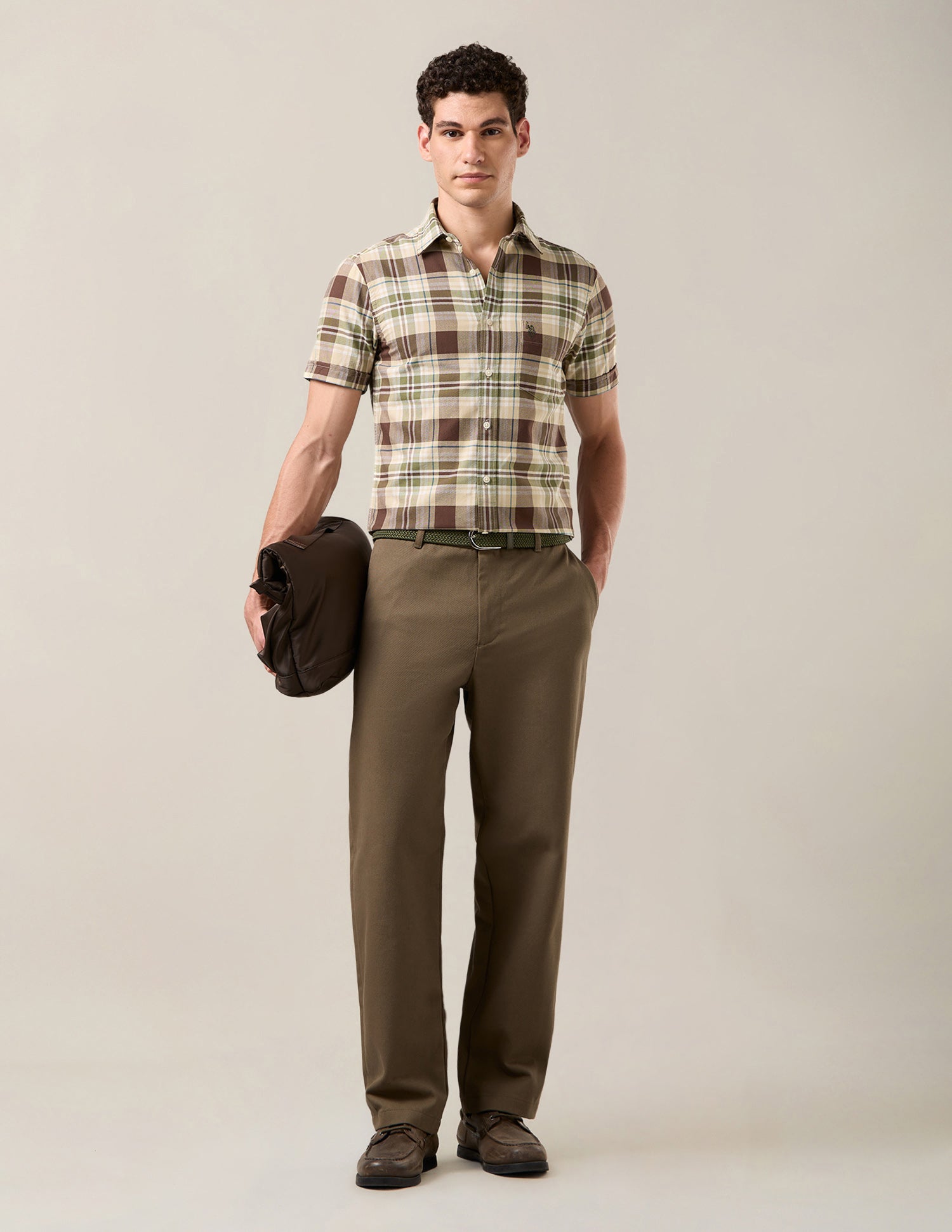 Oxford Tailored Fit Shirt Brown - U.S. Polo Assn. India | Large