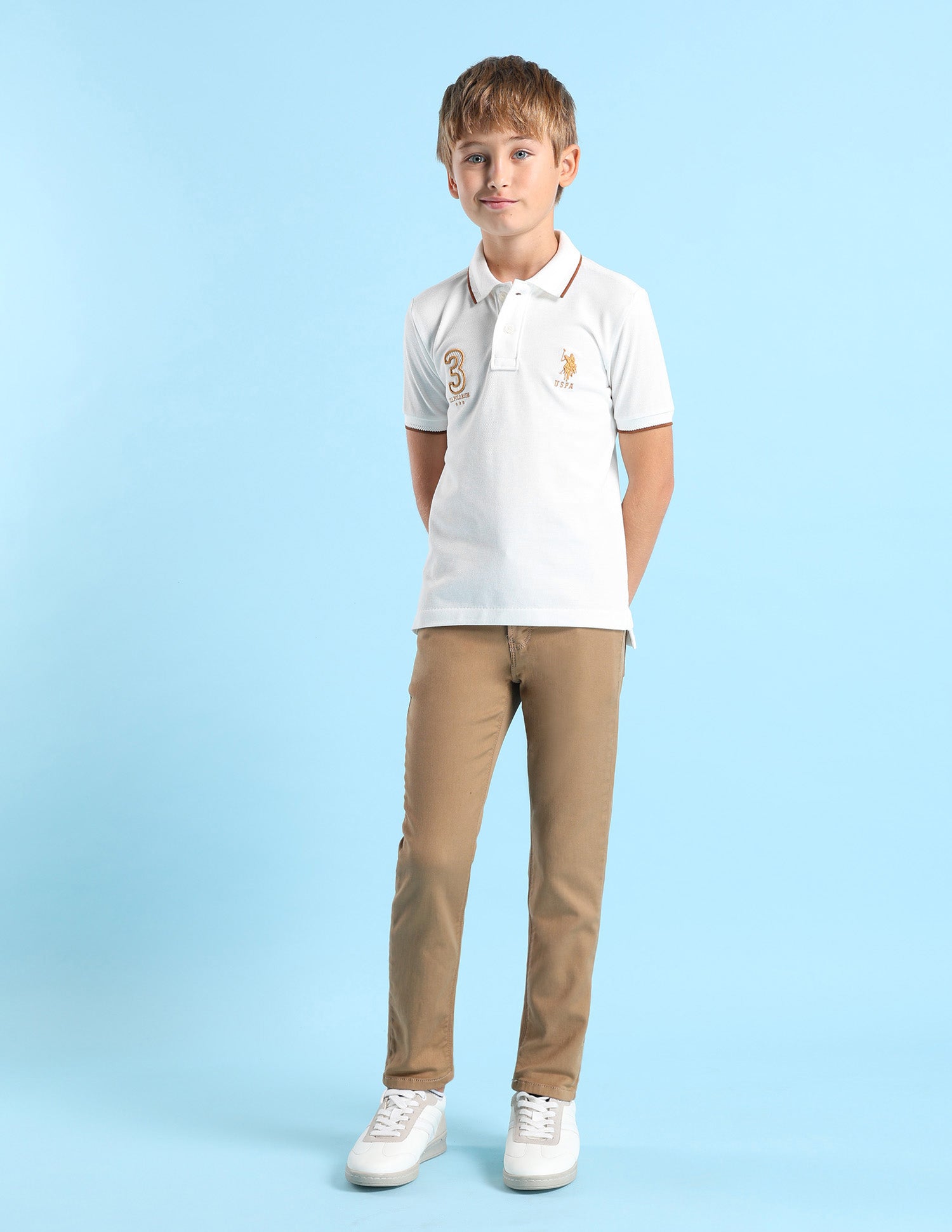 Boys Embroidered Regular Fit Polo Shirt Off White - U.S. POLO ASSN. | Large