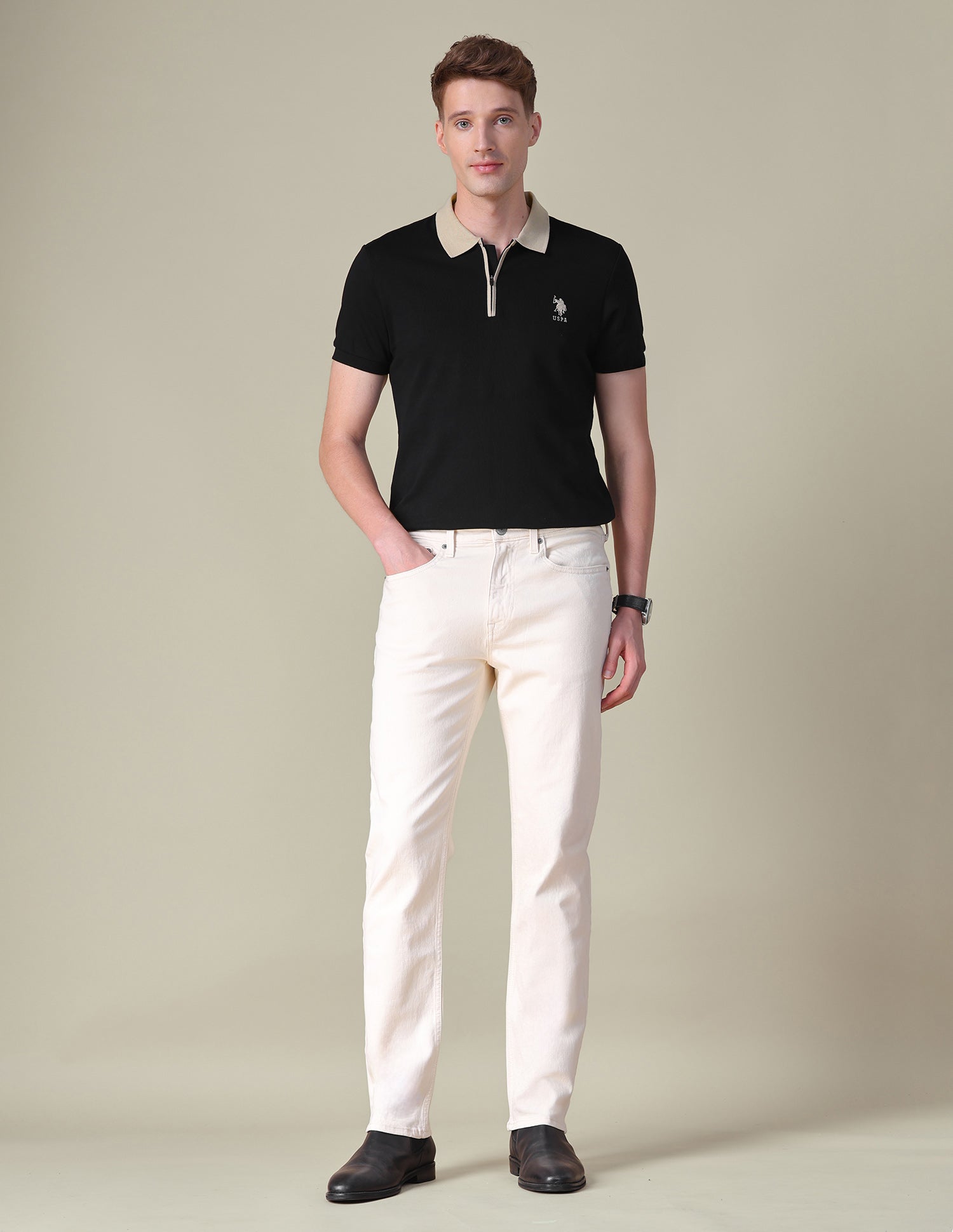 Solid Slim Fit Polo Shirt Black - U.S. POLO ASSN. | Large