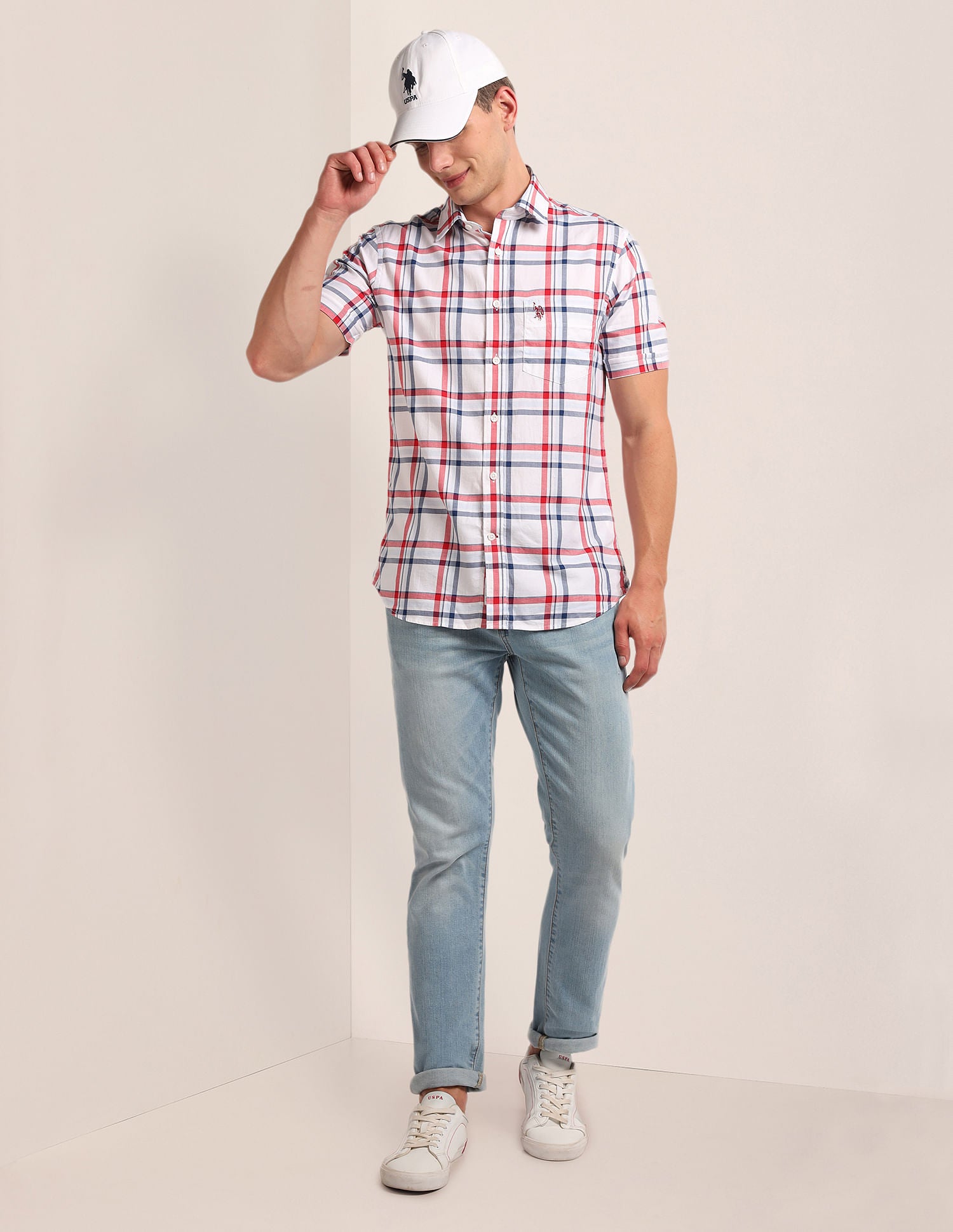 Tartan Check Twill Shirt White - U.S. POLO ASSN. | Large