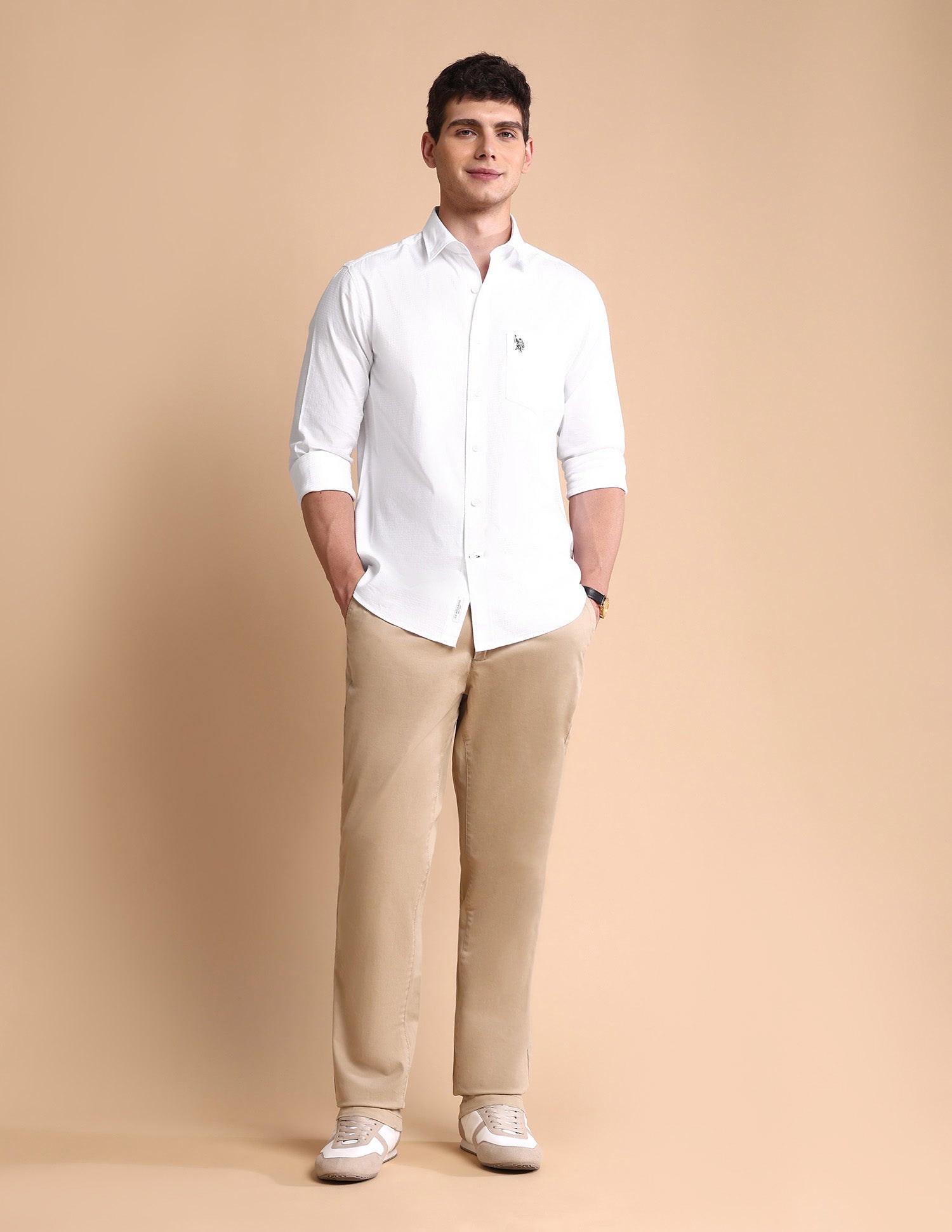 Pure Cotton Tailored Fit Shirt White - U.S. POLO ASSN. | Large