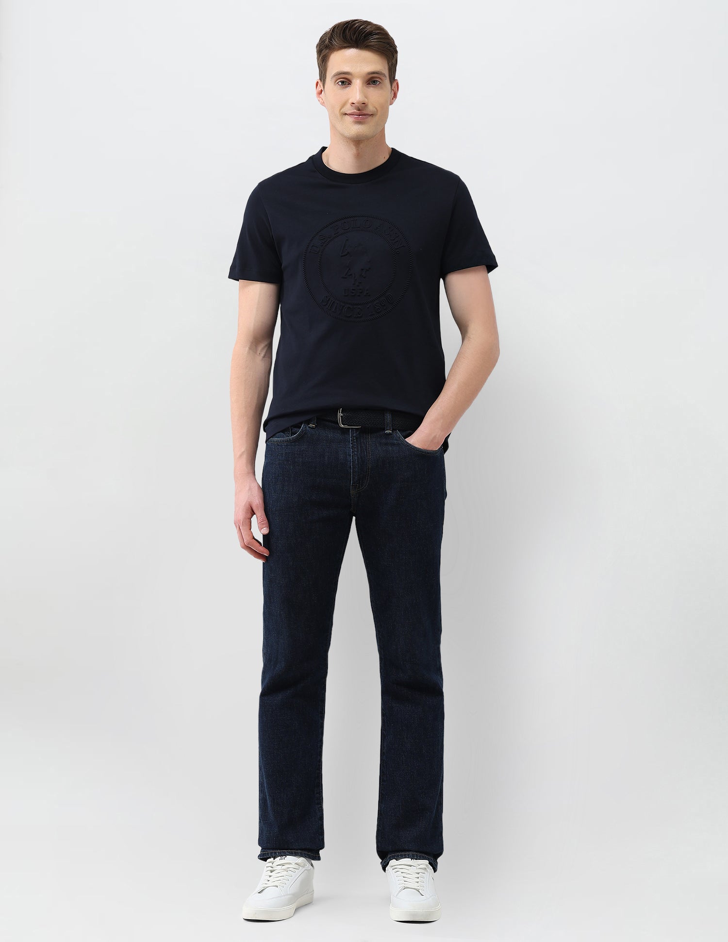 Brand Embossed Slim Fit T-Shirt Navy - U.S. Polo Assn. India | Large