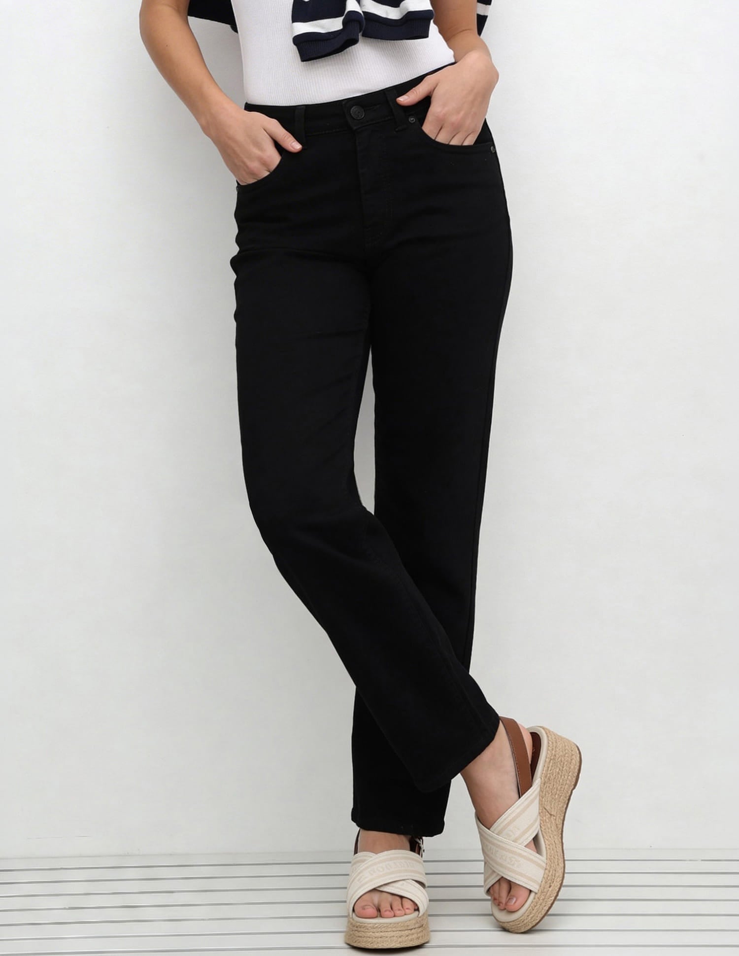 High Rise Straight Fit Jeans Black - U.S. Polo Assn. India | Large