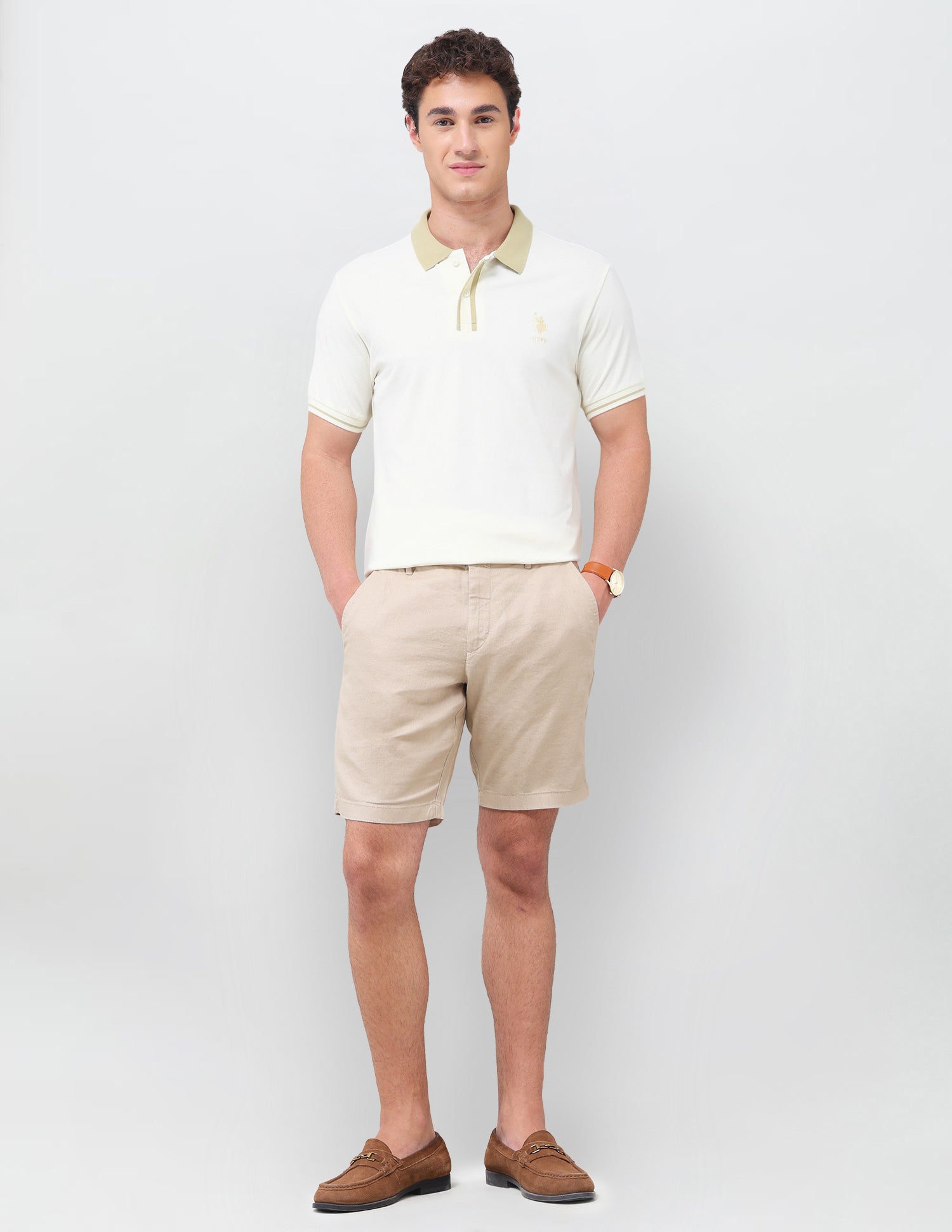 Solid Regular Fit Polo Shirt Off White - U.S. Polo Assn. India | Large