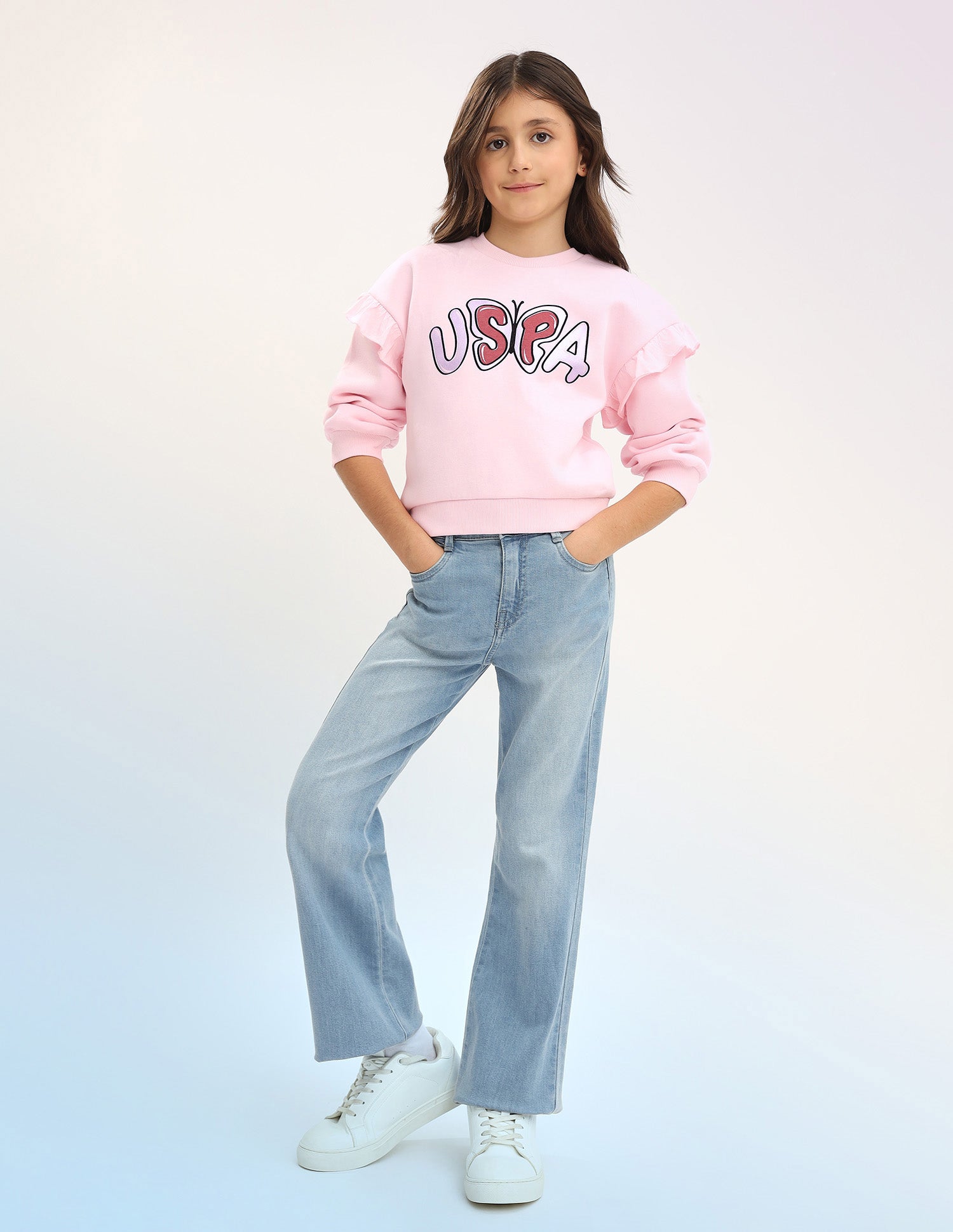 Brand Printed Regular Fit Sweatshirt Light Pink - U.S. POLO ASSN. | Large