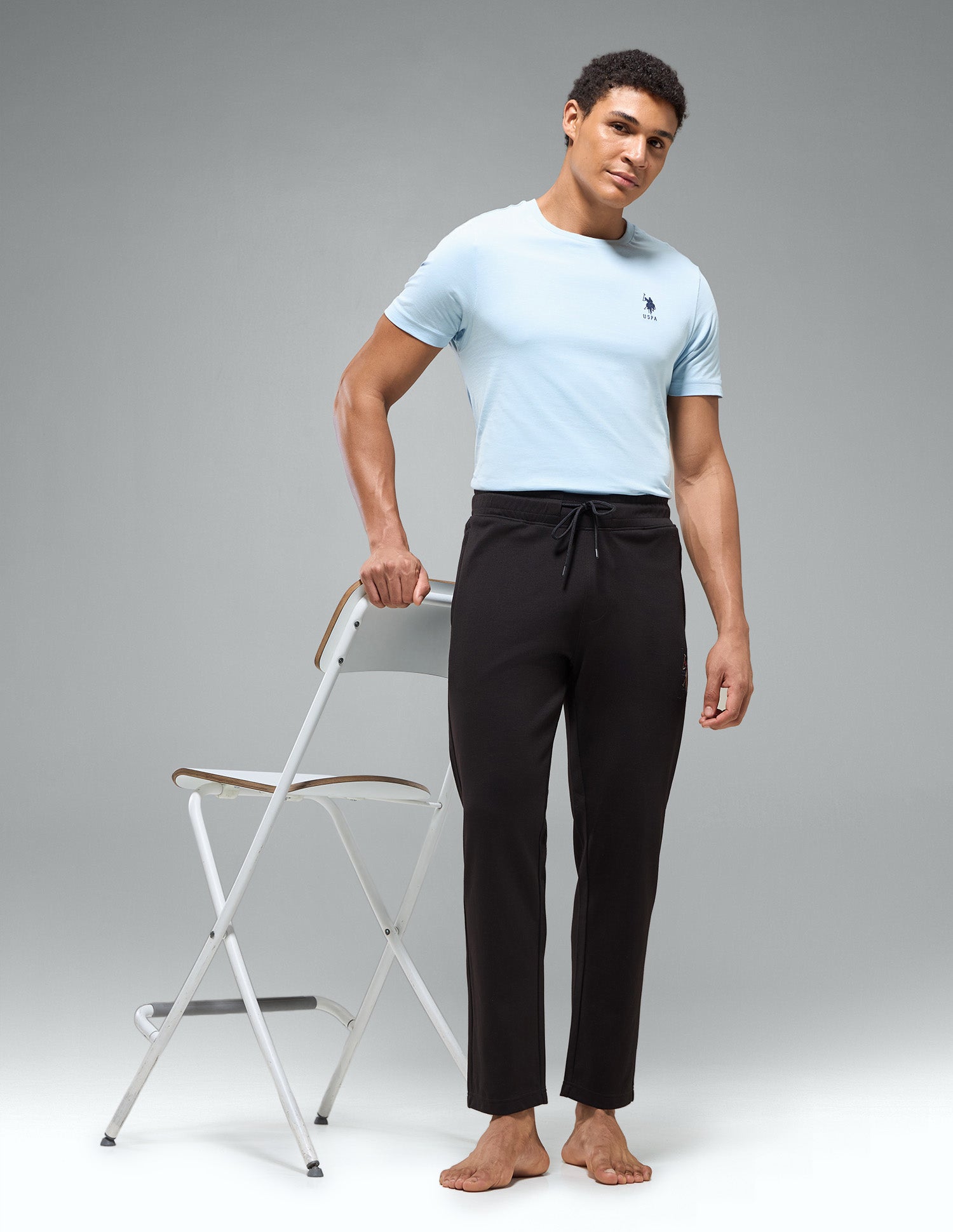 Relaxed Fit Mid Rise OR009 Track Pants Black - U.S. Polo Assn. India | Large
