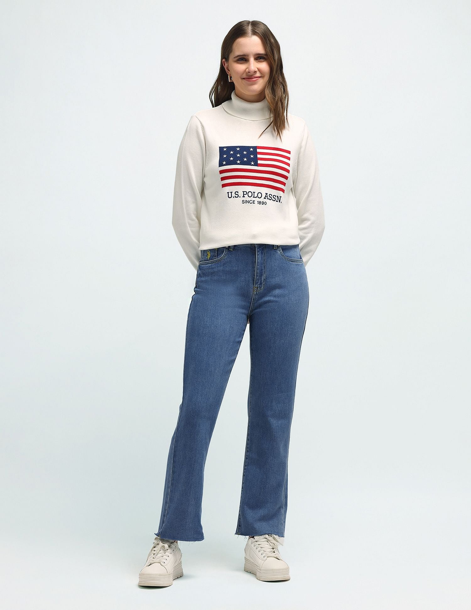 High Rise Straight Fit Jeans Blue - U.S. POLO ASSN. | Large