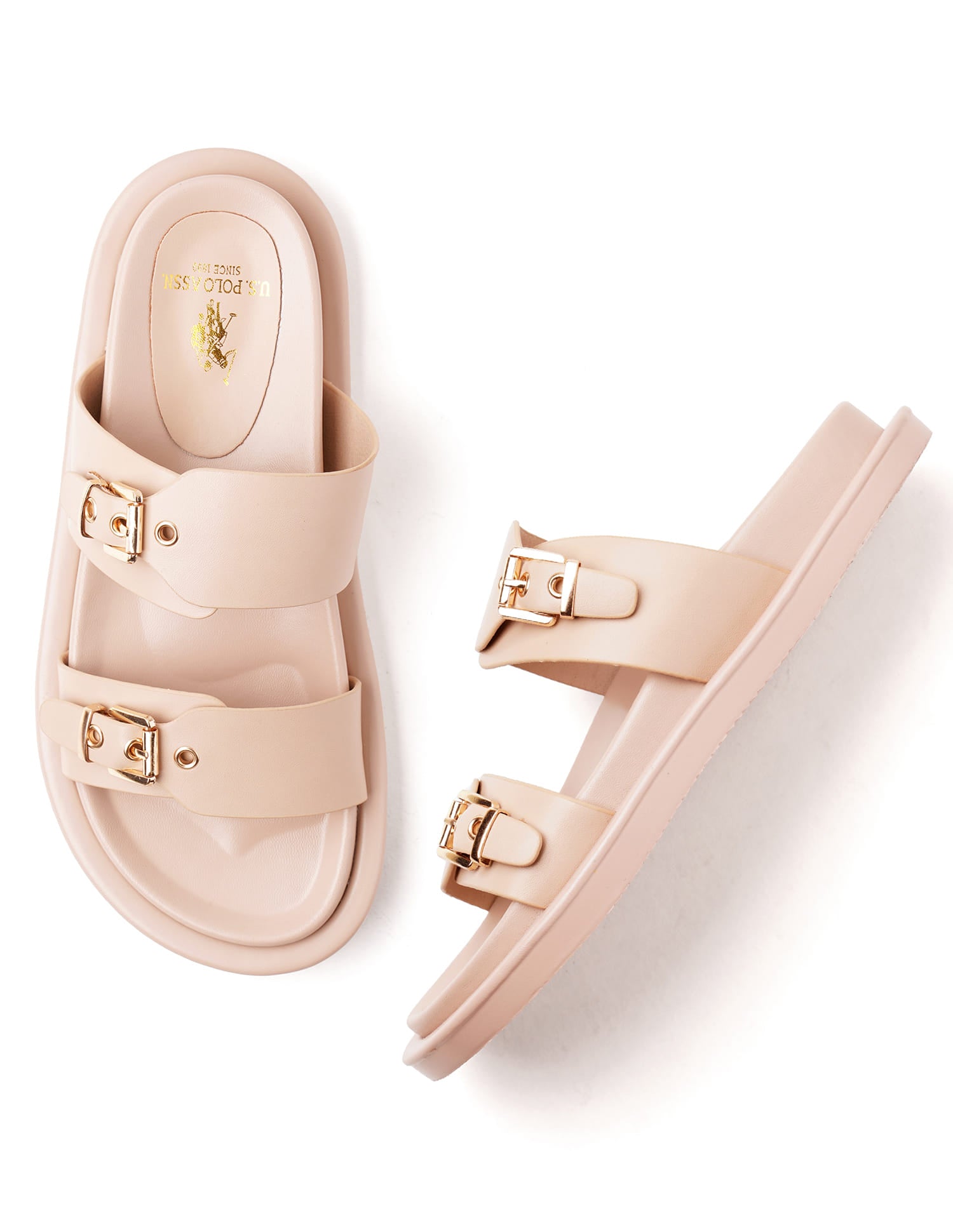 Open Toe Buckle Detail Danila Sandals Nude - U.S. Polo Assn. India | Large