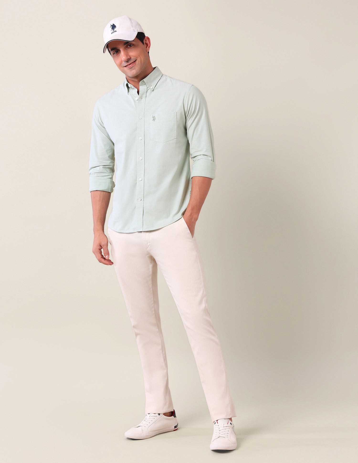 Solid Tailored Fit Shirt Green - U.S. Polo Assn. India | Large