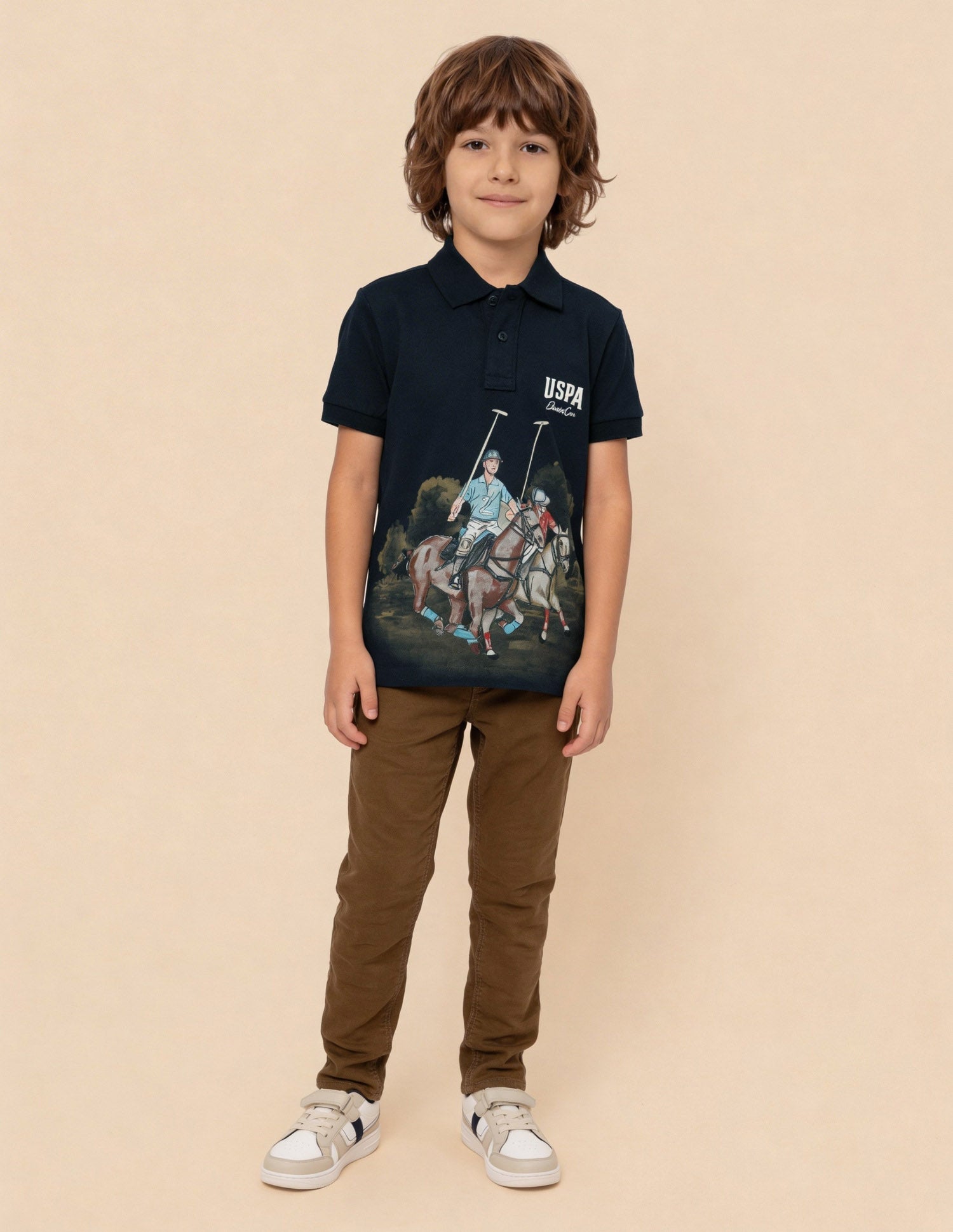 Graphic Brand Printed Regular Fit Polo Shirt Navy - U.S. Polo Assn. India | Large