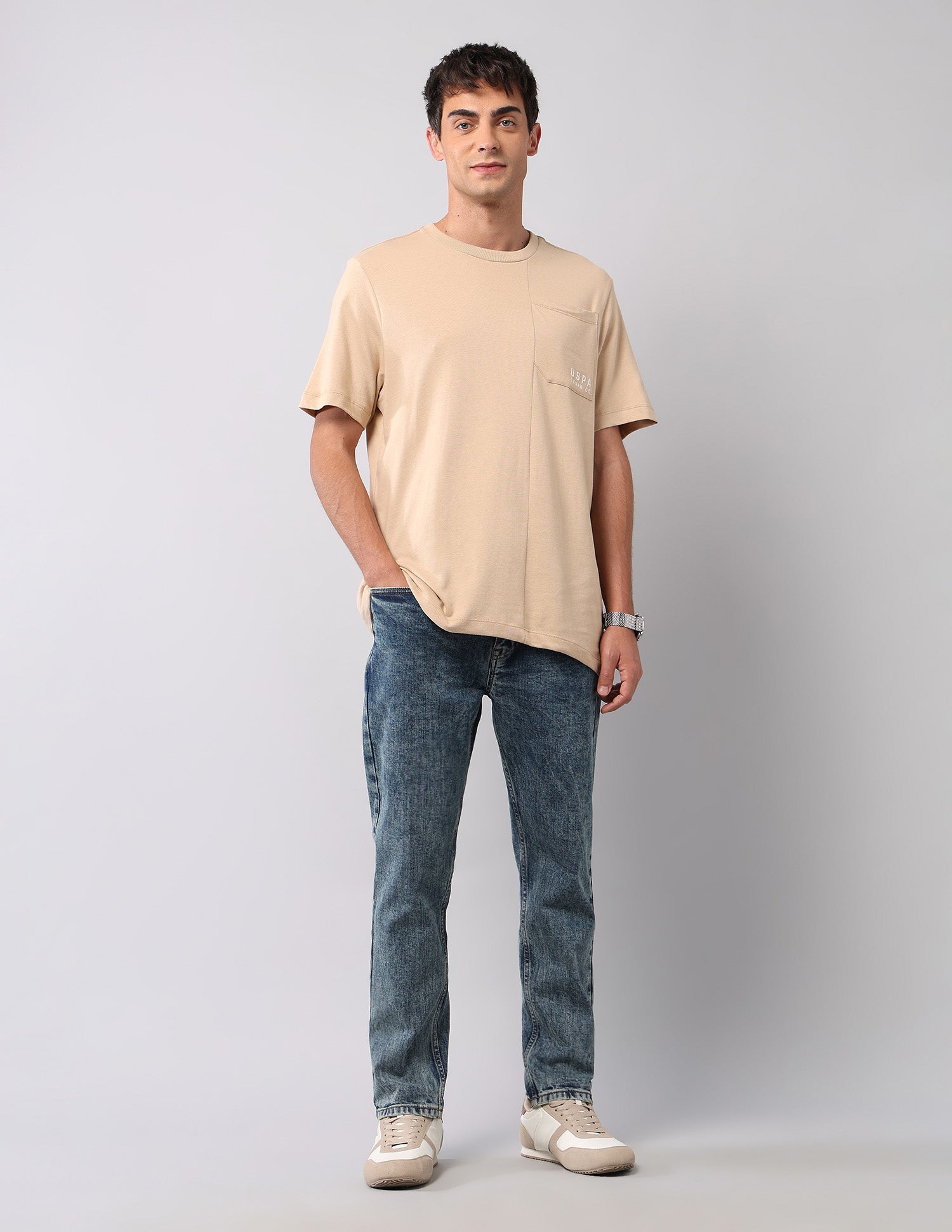 Cole Comfort Cropped Fit Blue Jeans Mid Wash - U.S. POLO ASSN. | Large