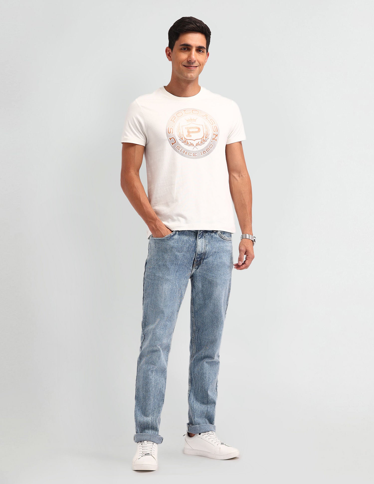 Collegiate Muscle Fit Brand T-Shirt Ivory - U.S. POLO ASSN. | Large