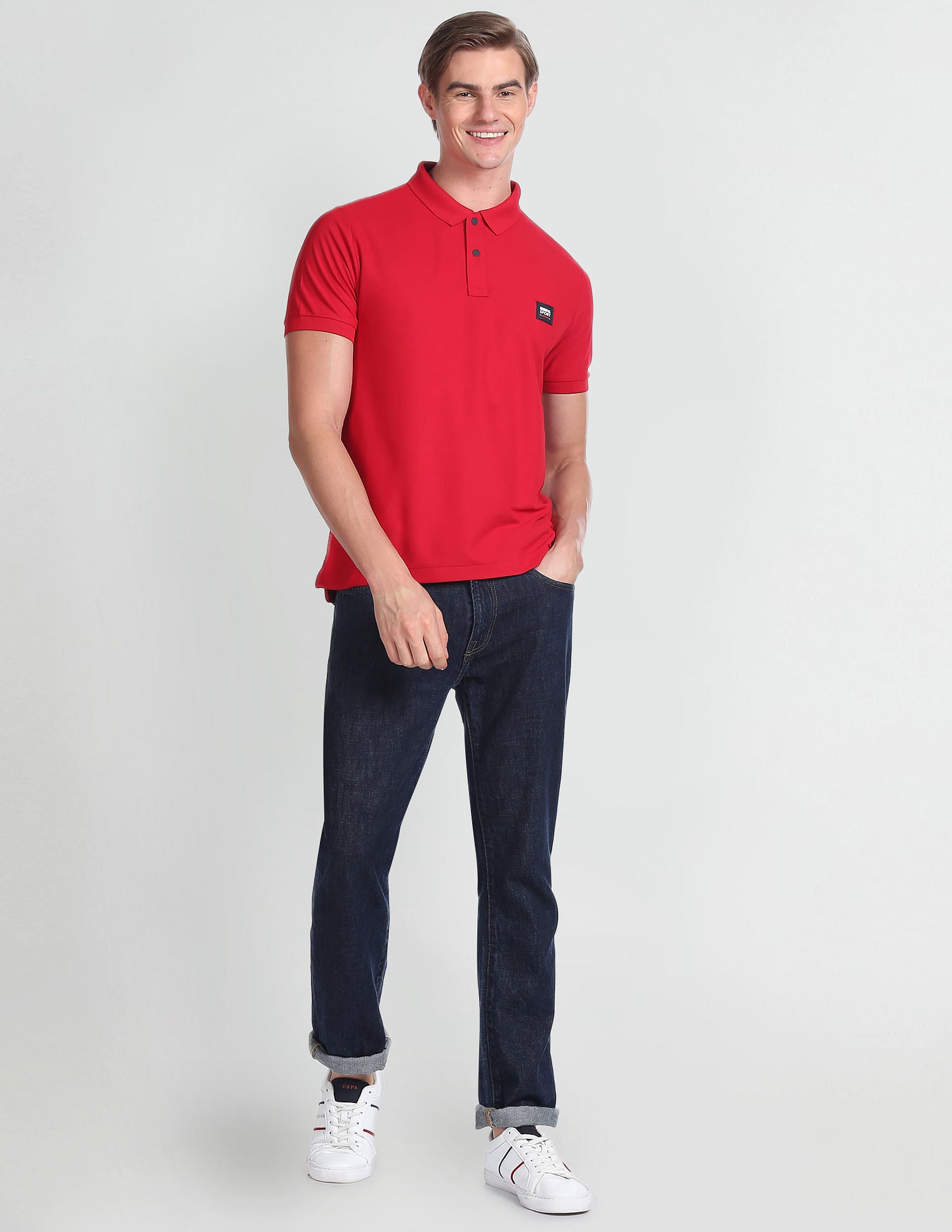 Solid Slim Fit Polo Shirt Red - U.S. Polo Assn. India | Large