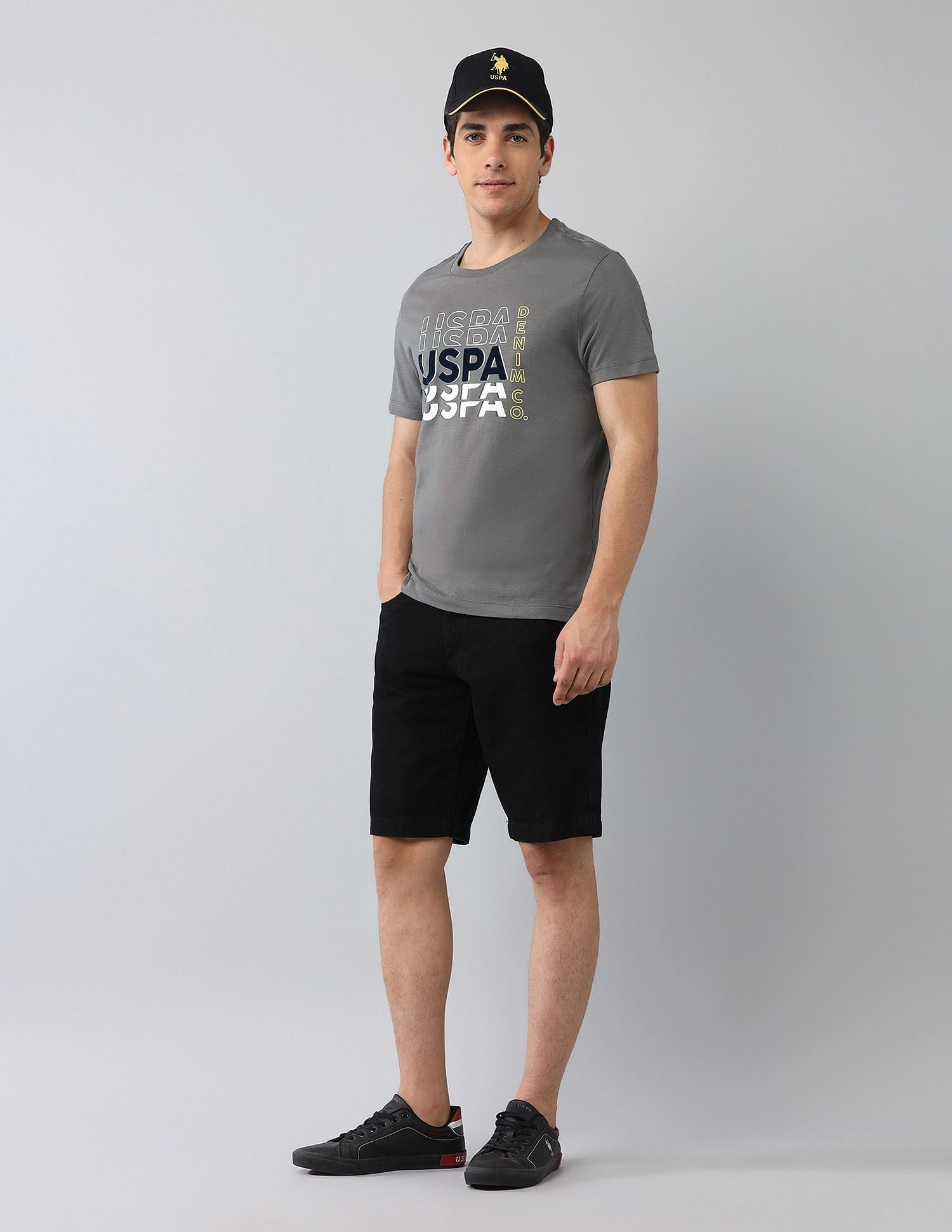 Muscle Fit Brand Printed T-Shirt Dark Grey - U.S. Polo Assn. India | Large