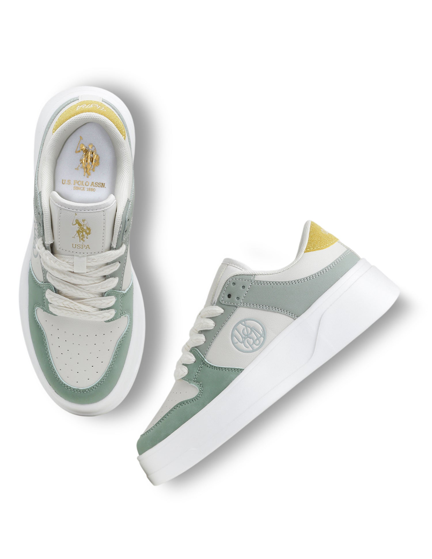 Women Lenora Lace Ups Round Toe Sneakers Off White - U.S. Polo Assn. India | Large