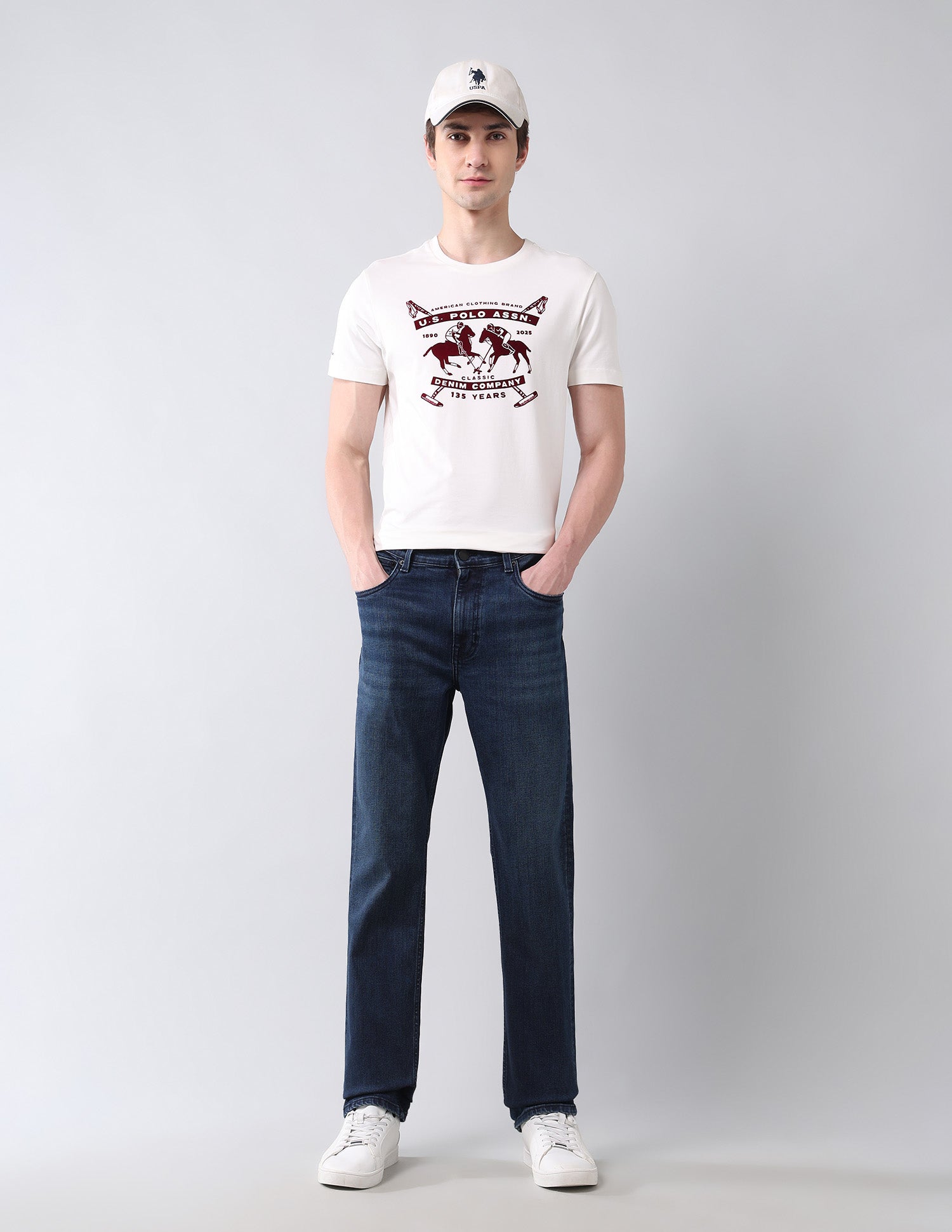 Harold Slim Straight Fit Blue Vintage Jeans Dark Wash - U.S. Polo Assn. India | Large