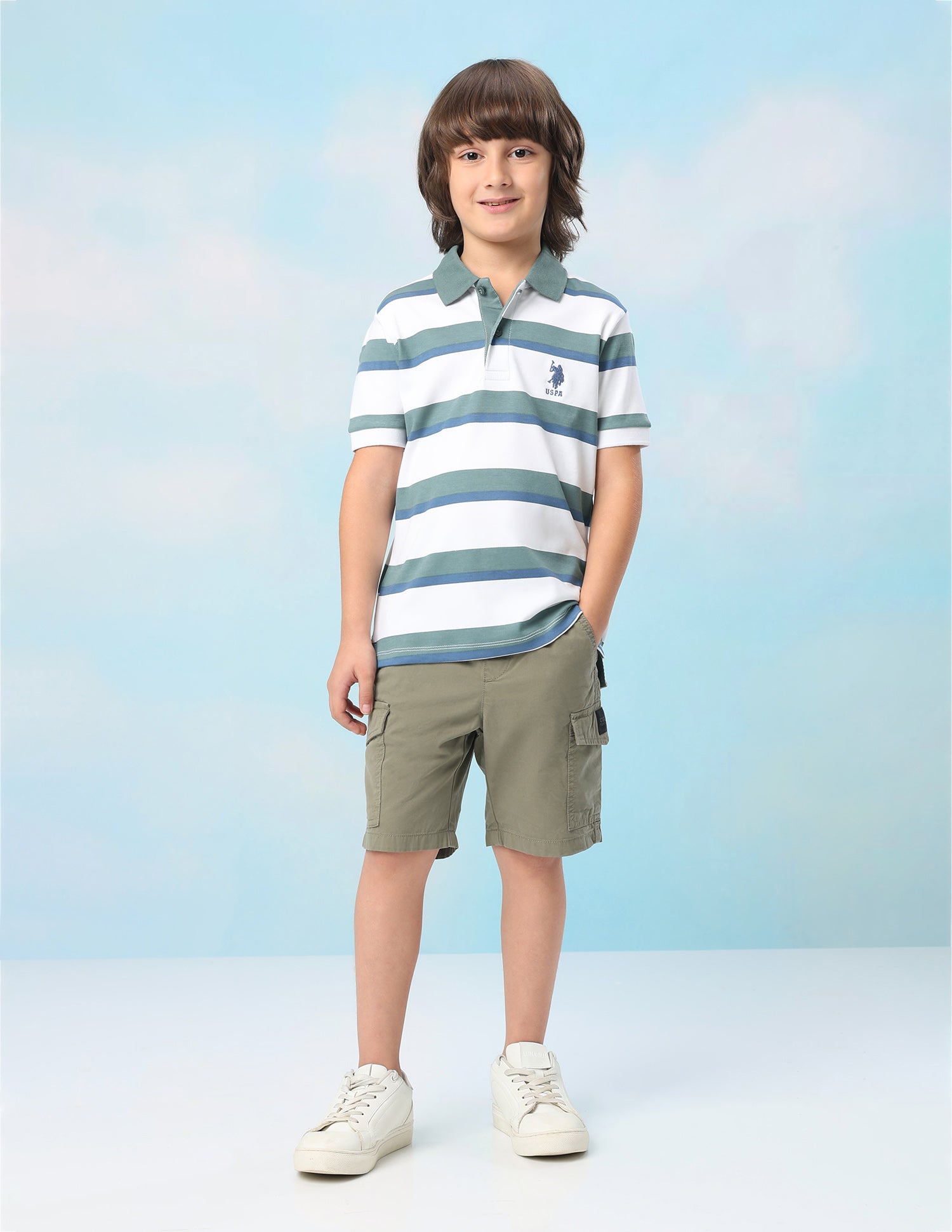 Horizontal Striped Regular Fit Polo Shirt Green - U.S. Polo Assn. India | Large