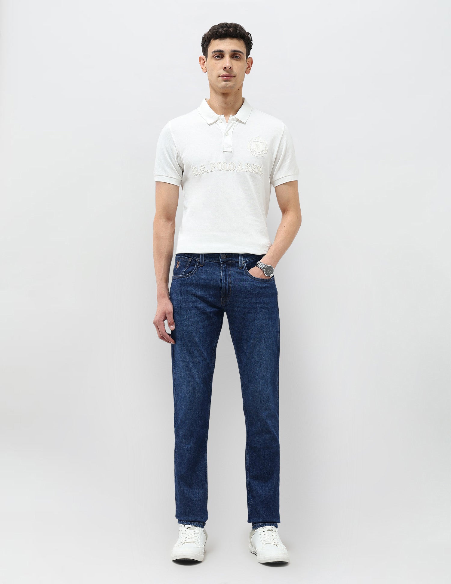 Brandon Slim Tapered Fit Blue Jeans Indigo - U.S. POLO ASSN. | Large