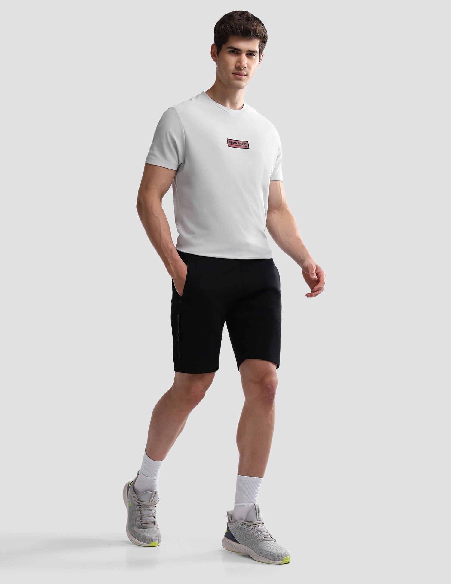 Solid Slim Fit Active T-Shirt Grey - U.S. Polo Assn. India | Large
