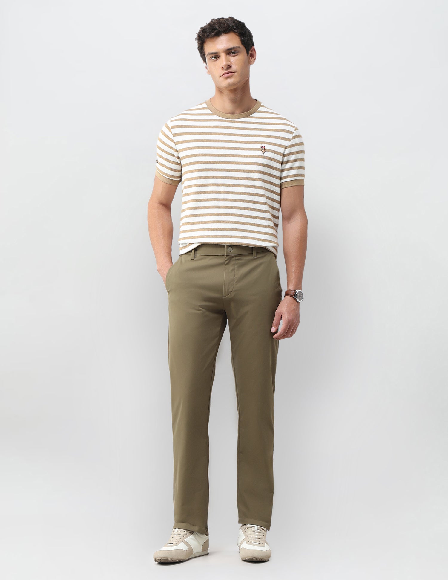 Mid Rise Riley Straight Fit Trousers Brown - U.S. Polo Assn. India | Large