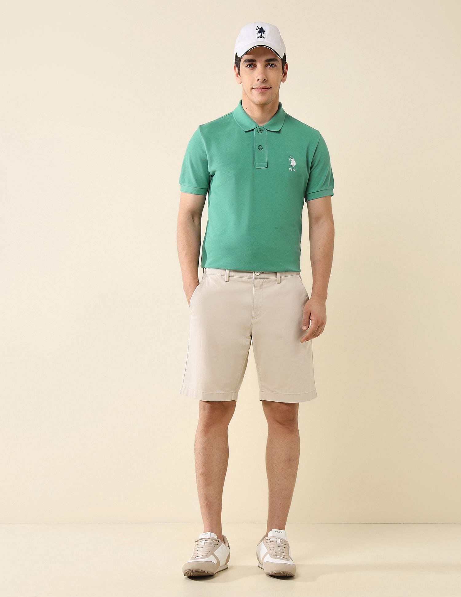 Pure Cotton Slim Fit Polo Shirt Green - U.S. Polo Assn. India | Large