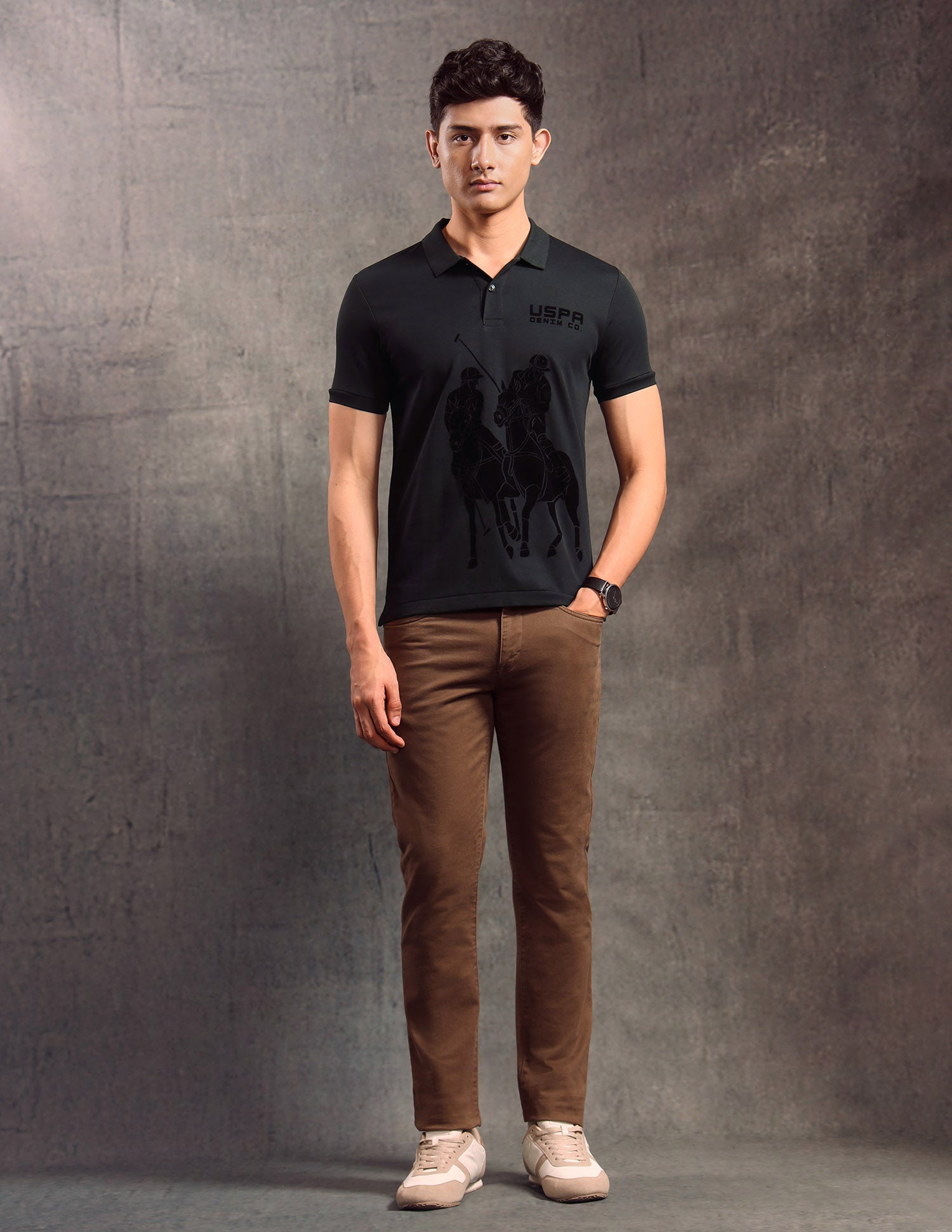 Graphic Printed Regular Fit Polo shirt Black - U.S. POLO ASSN. | Large