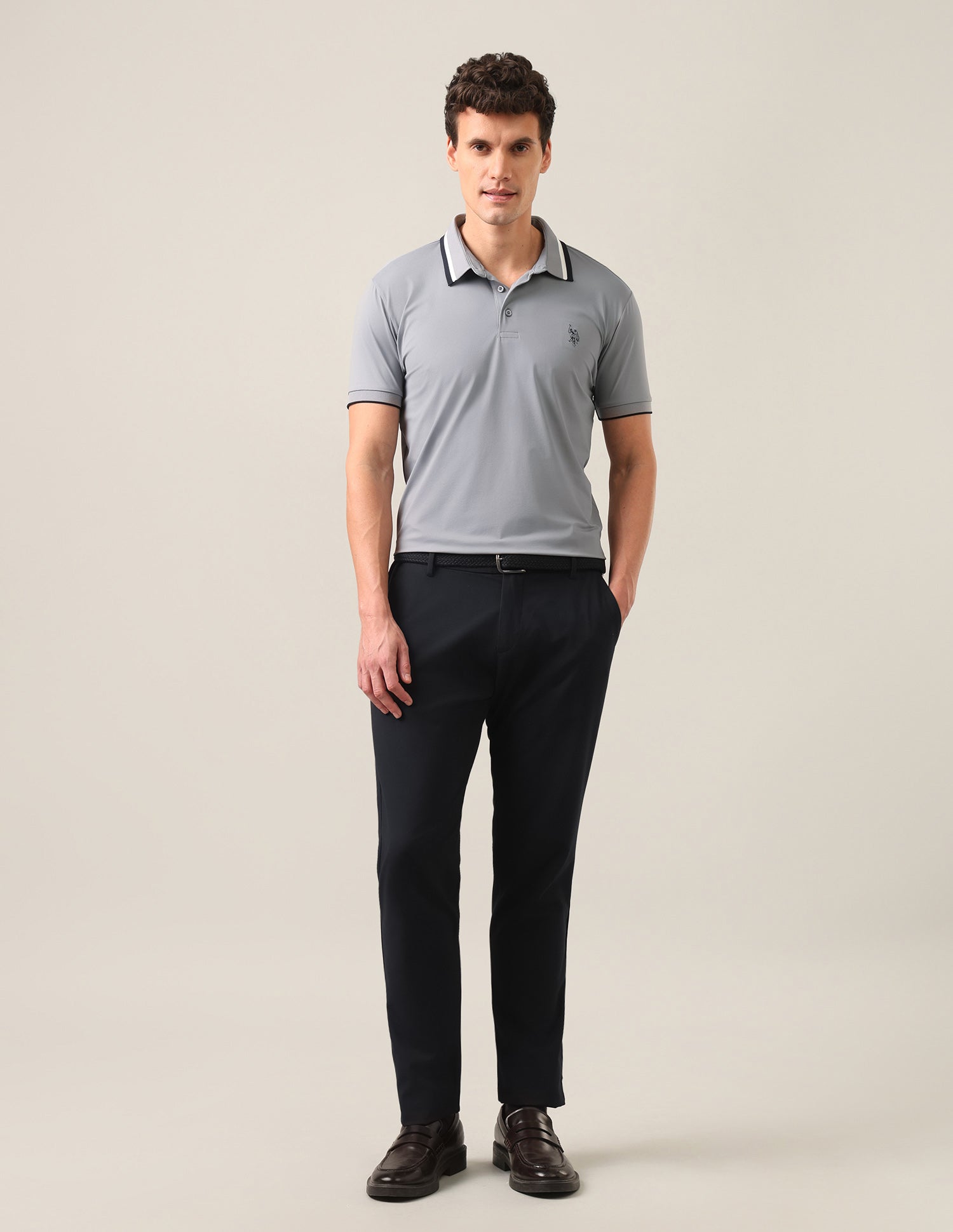 Solid Slim Fit Polo Shirt Grey - U.S. Polo Assn. India | Large