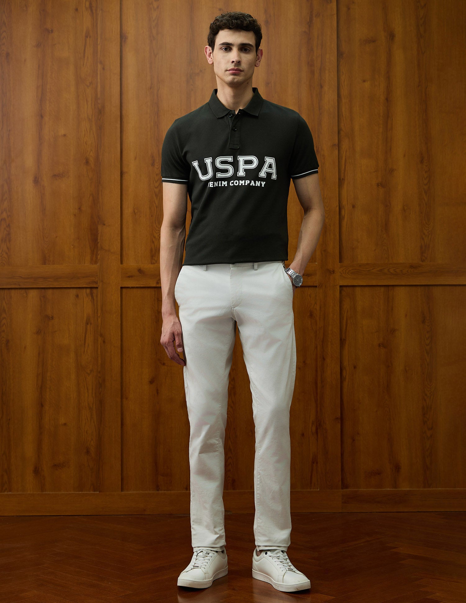 Brand Printed Varsity Theatre Polo Shirt Olive - U.S. POLO ASSN. | Large