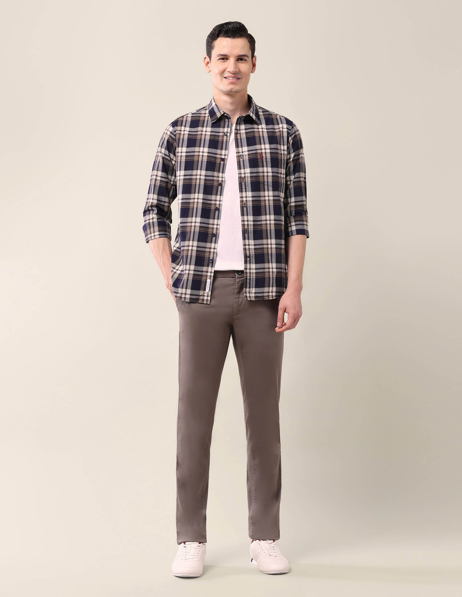 Tailored Fit Grid Tattersall Checked Shirt Navy - U.S. Polo Assn. India | Large