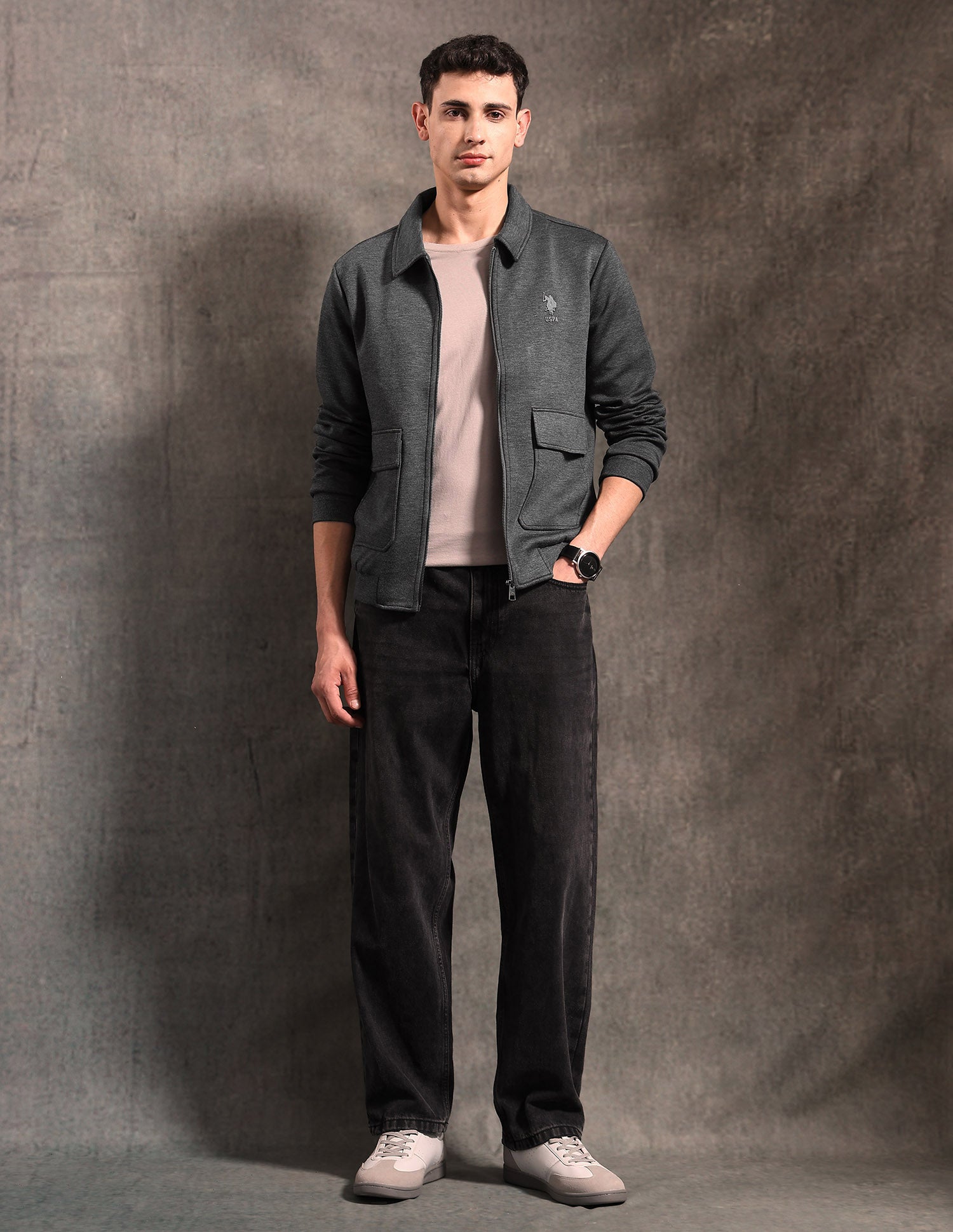 Heathered Black & Gold Jacket Antra Melange - U.S. POLO ASSN. | Large