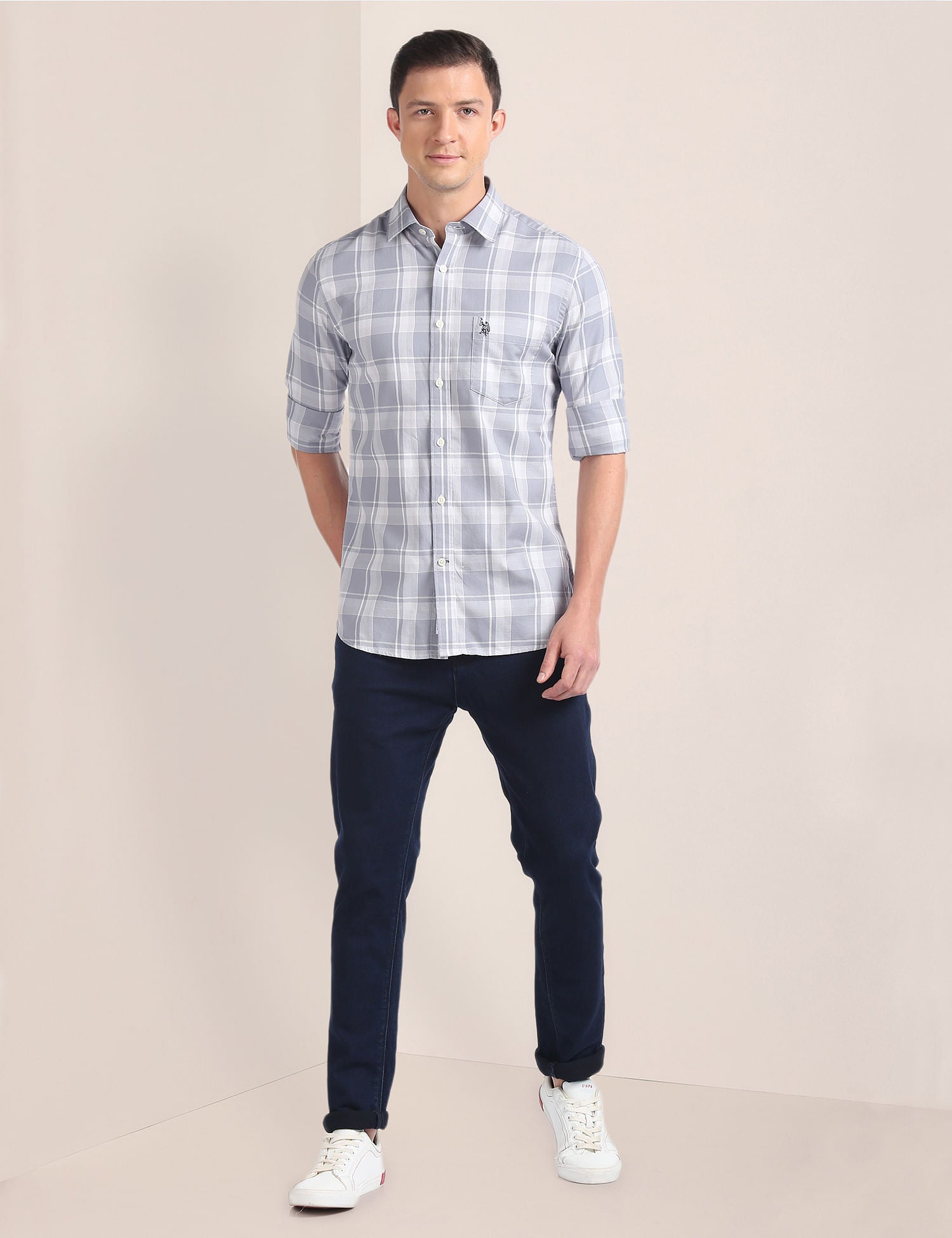 Tartan Check Dobby Shirt Grey - U.S. Polo Assn. India | Large