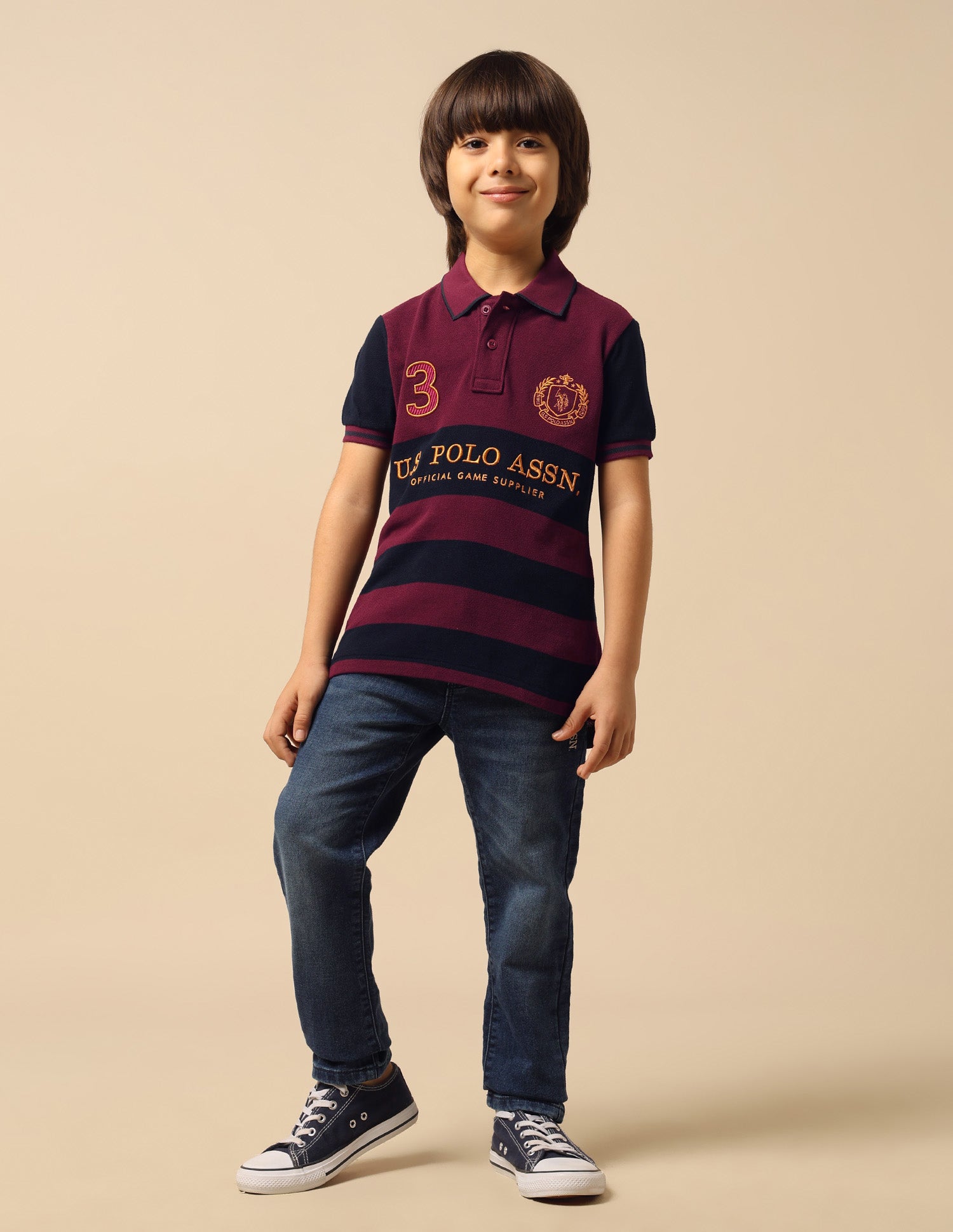 Boys Brand Embroidered Regular Fit Polo Shirt Maroon - U.S. POLO ASSN. | Large