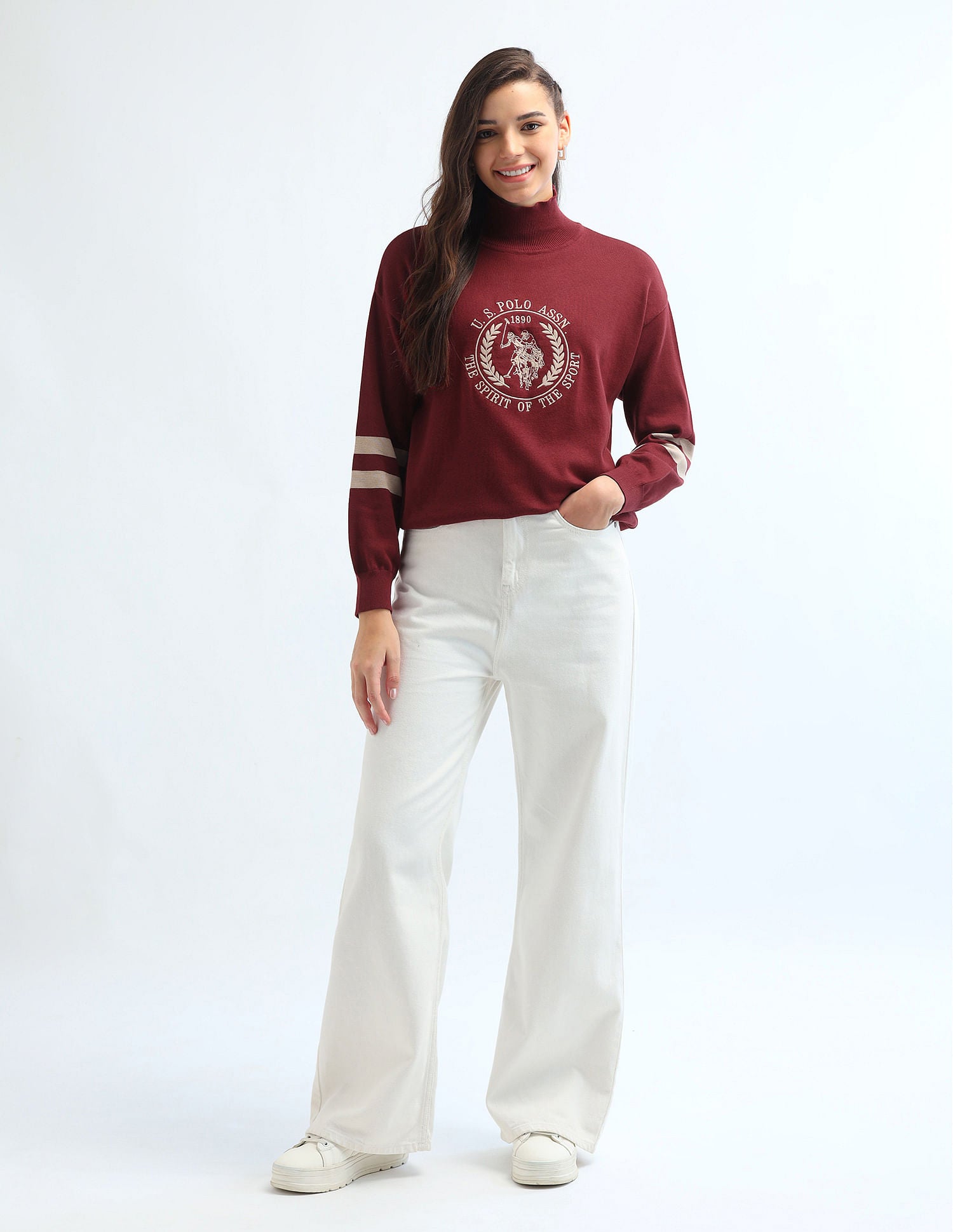 Crest Logo High Neck Sweater Red - U.S. Polo Assn. India | Large