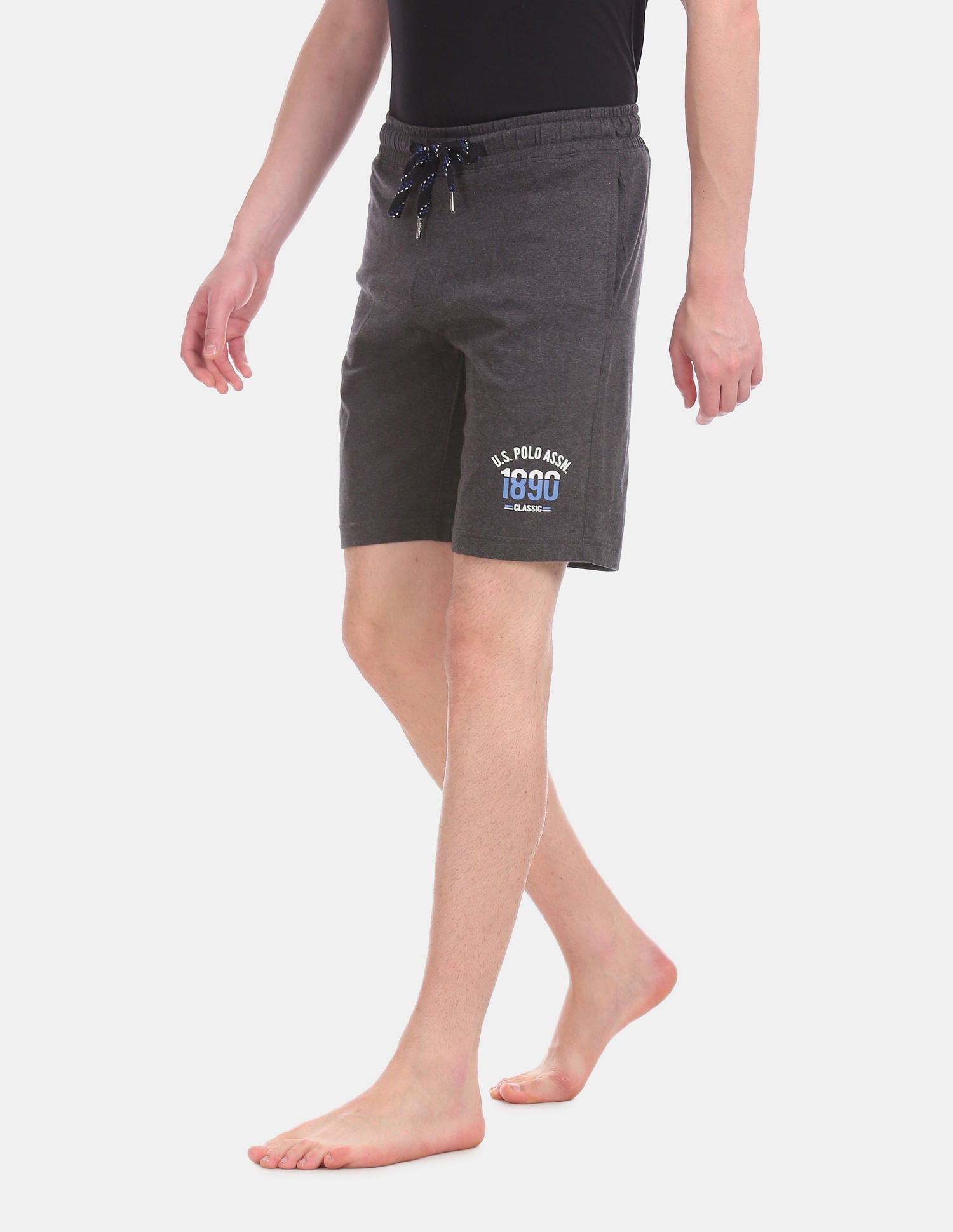 Men Charcoal I670 Comfort Fit Solid Cotton Polyester Shorts Pack of 1 Anthra Melange - U.S. Polo Assn. India | Large