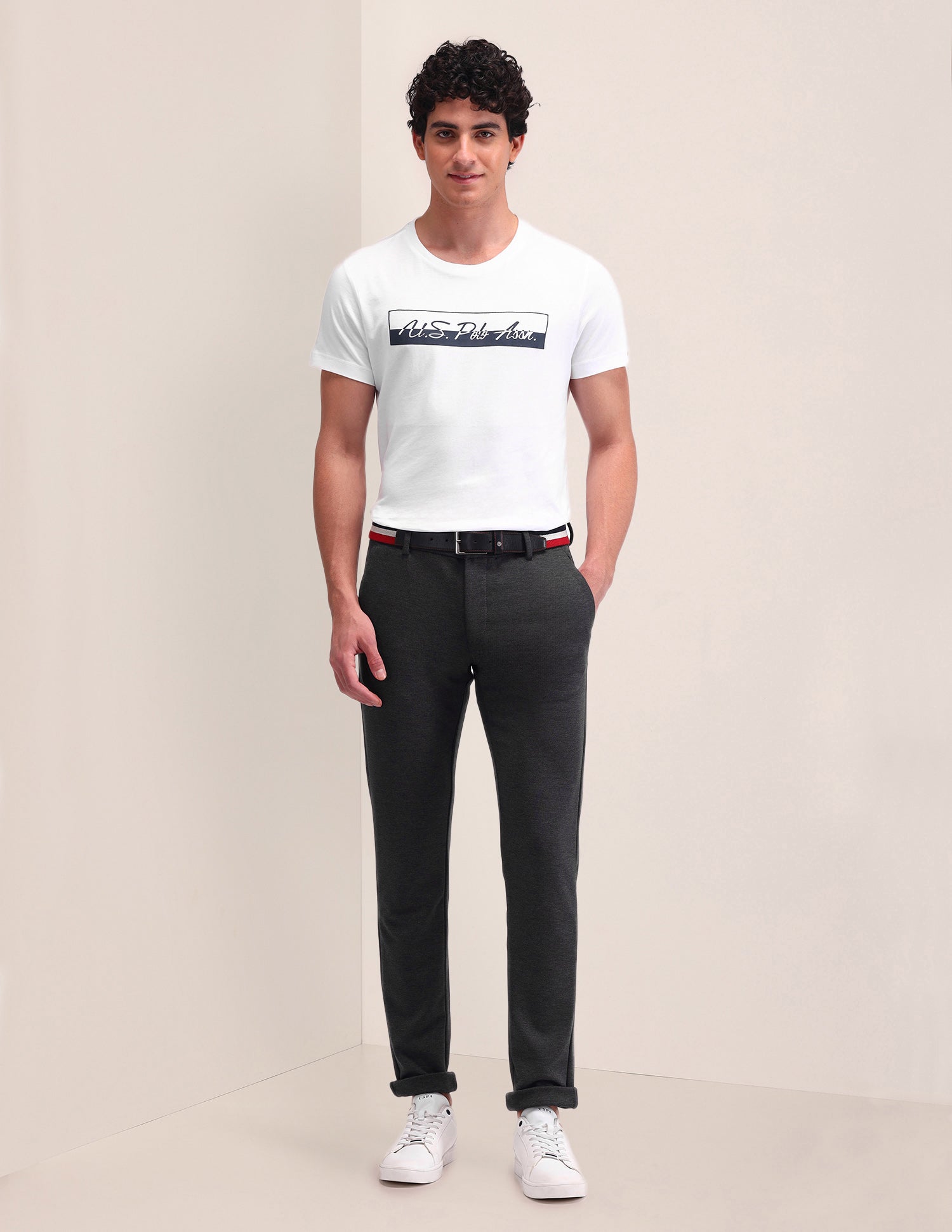 Brand Printed Slim Fit T-Shirt White - U.S. Polo Assn. India | Large