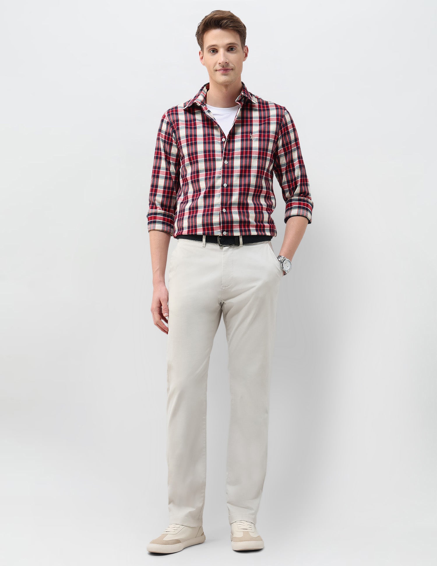 Plaid Checked Tailored Fit Shirt Red - U.S. Polo Assn. India | Large