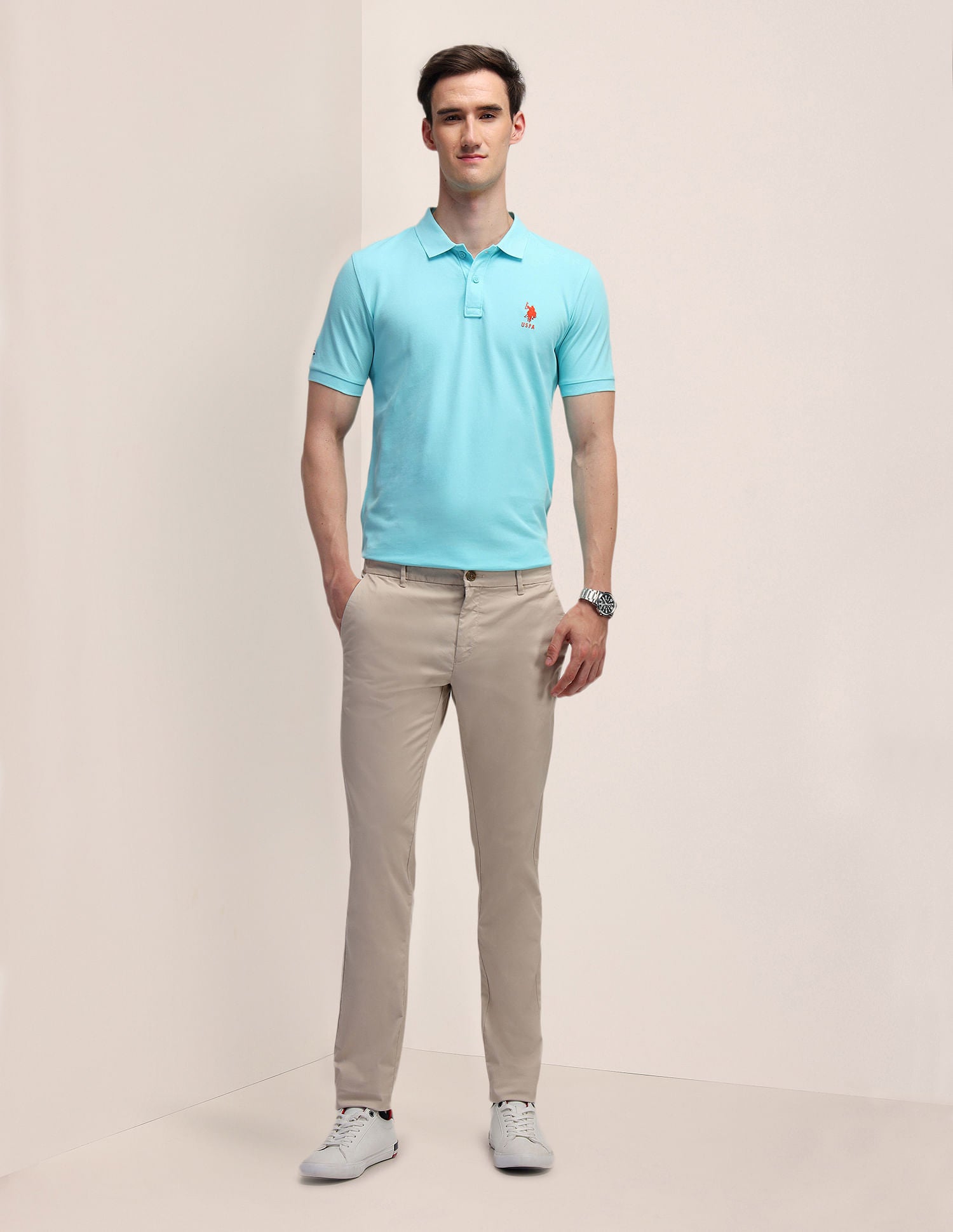 Solid Slim Fit Polo Shirt Blue - U.S. POLO ASSN. | Large