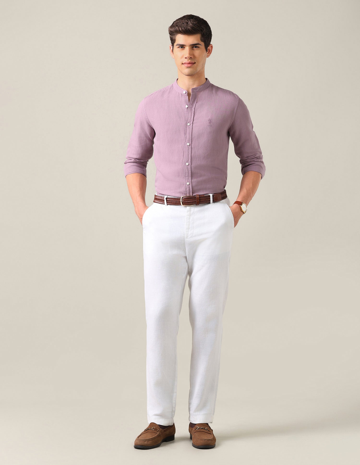 Solid Regular Fit Shirt Mauve - U.S. Polo Assn. India | Large