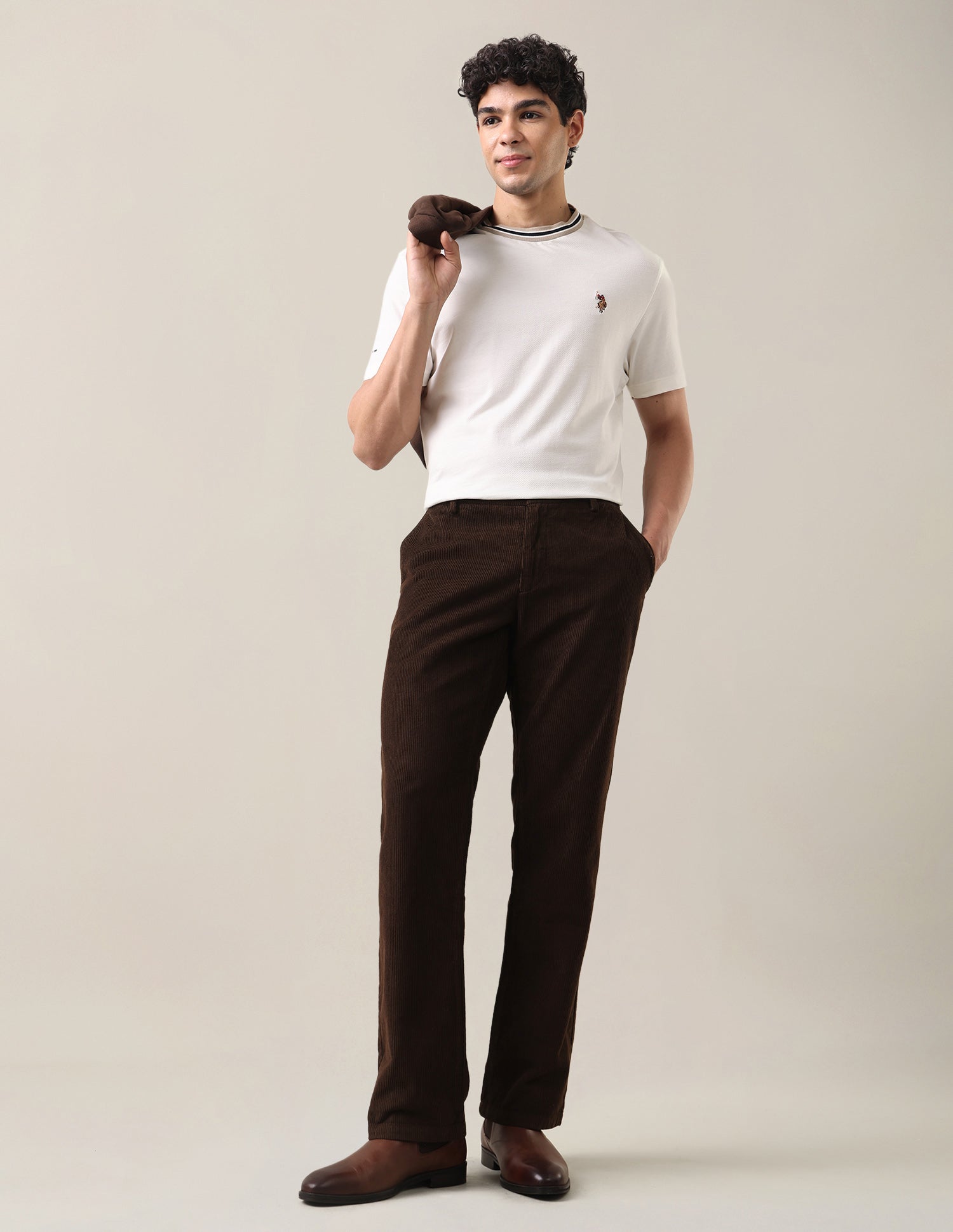 Corduroy	Riley Straight Fit Trousers Brown - U.S. Polo Assn. India | Large