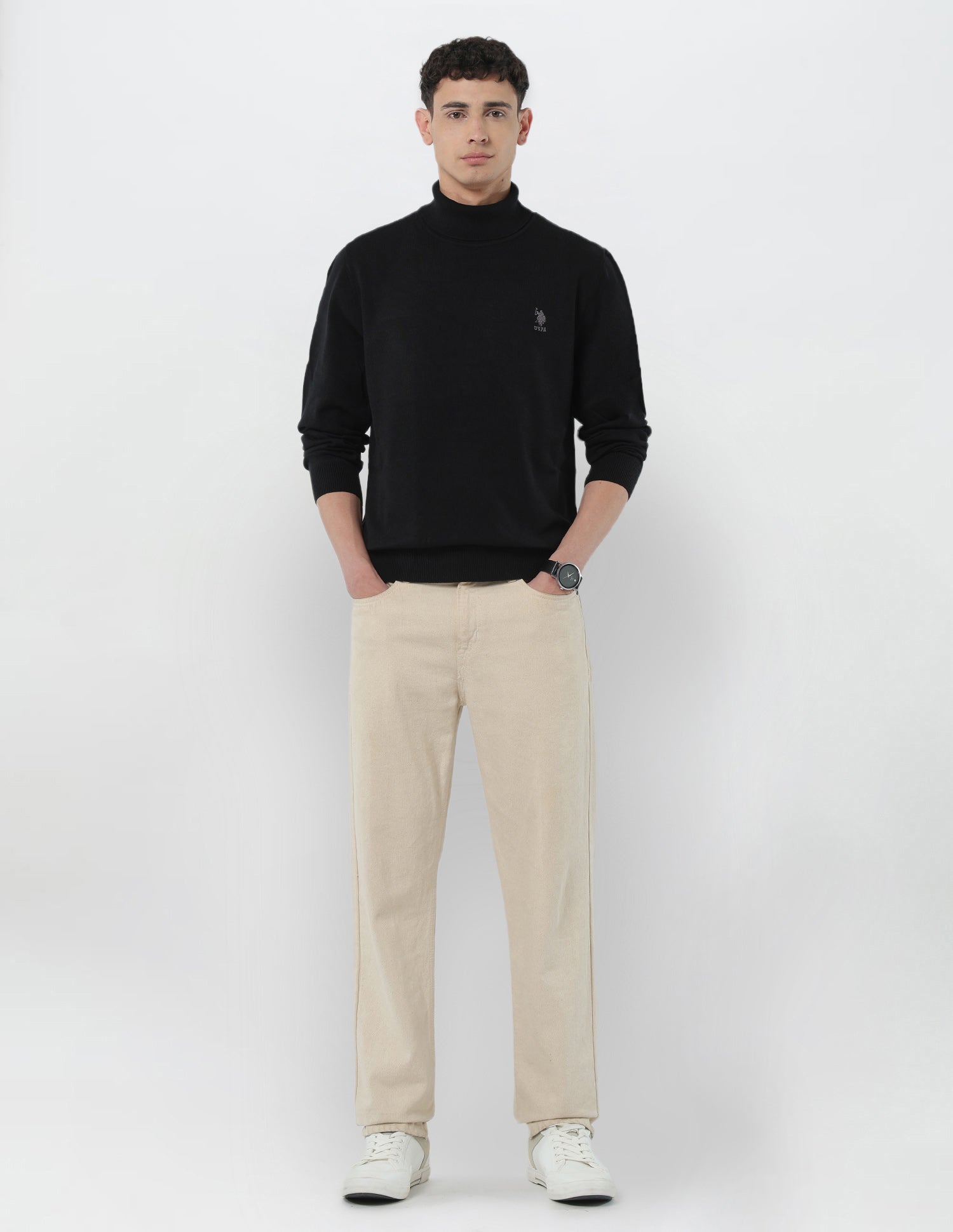 Turtleneck Regular Fit Sweater Black - U.S. Polo Assn. India | Large