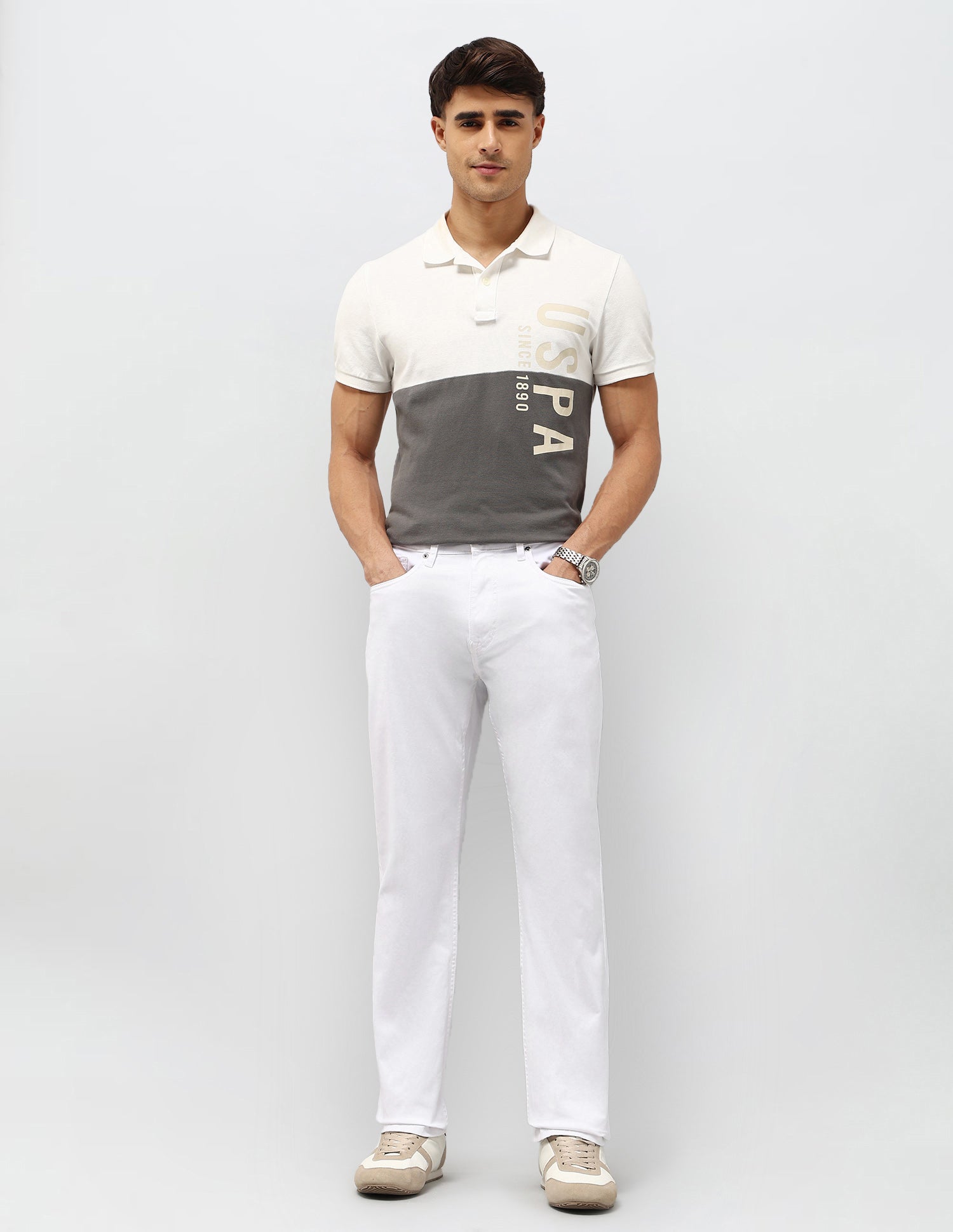 Harold Slim Straight Fit White Jeans White - U.S. POLO ASSN. | Large