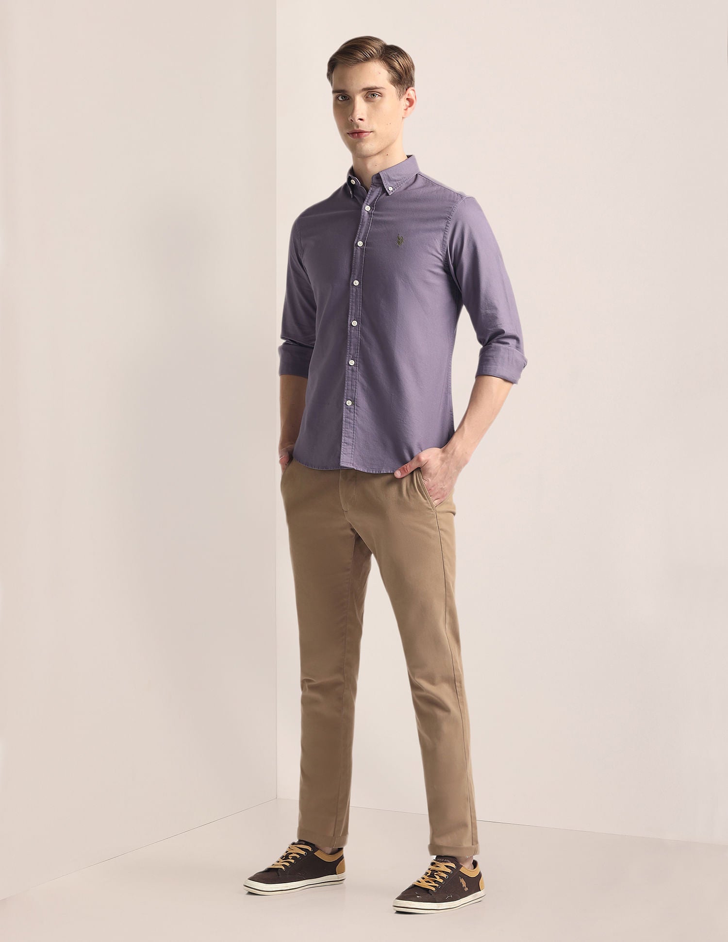 Solid Dobby Shirt Purple - U.S. Polo Assn. India | Large