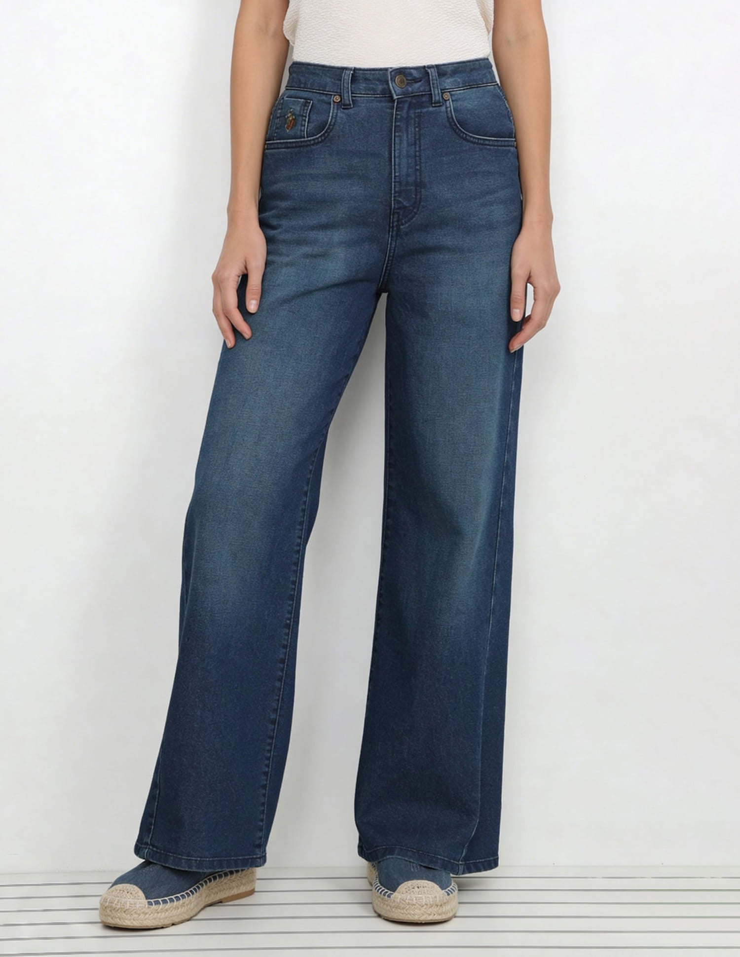 High Rise Baggy Fit Jeans Blue - U.S. Polo Assn. India | Large