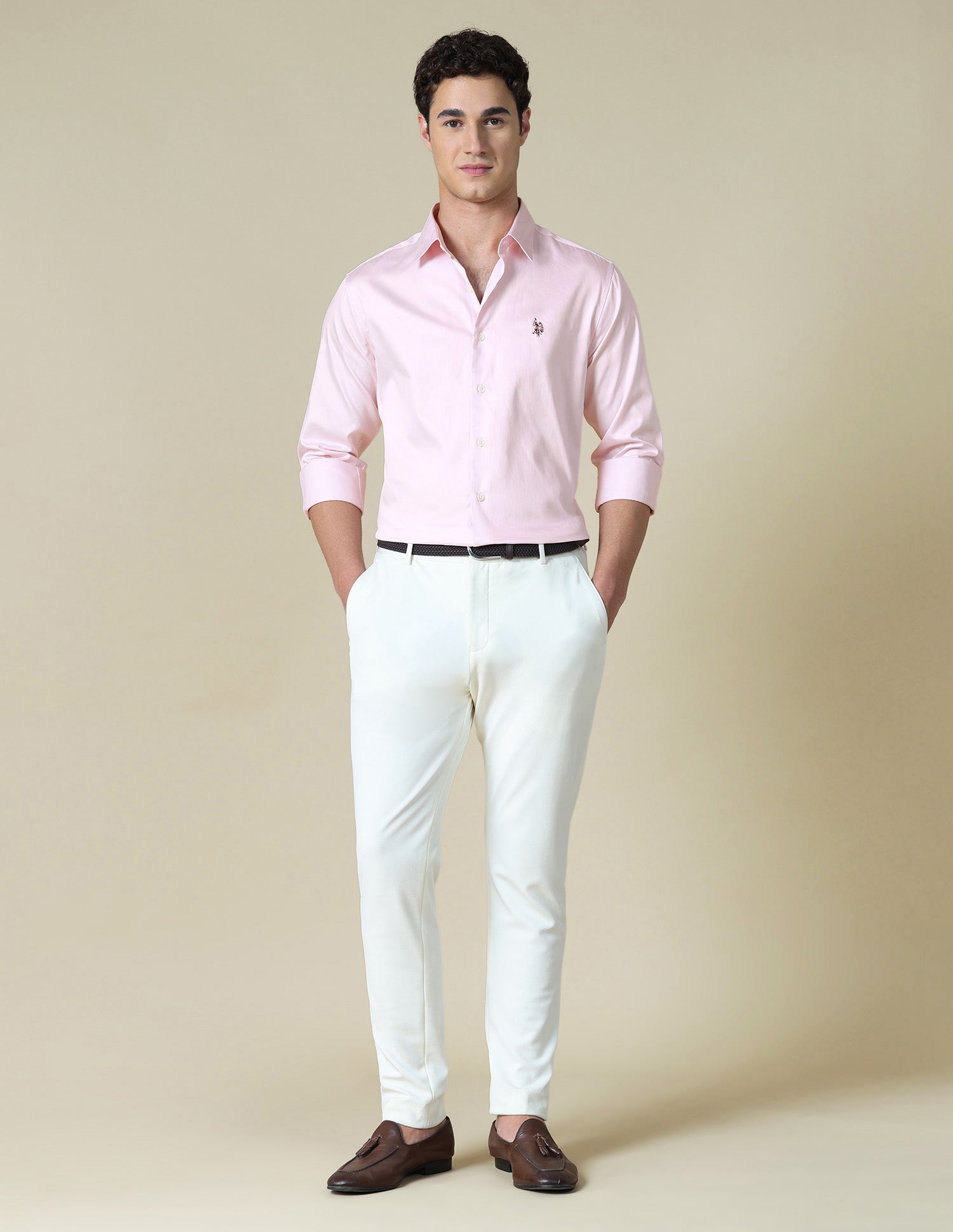 Solid Satin Shirt Light Pink - U.S. Polo Assn. India | Large