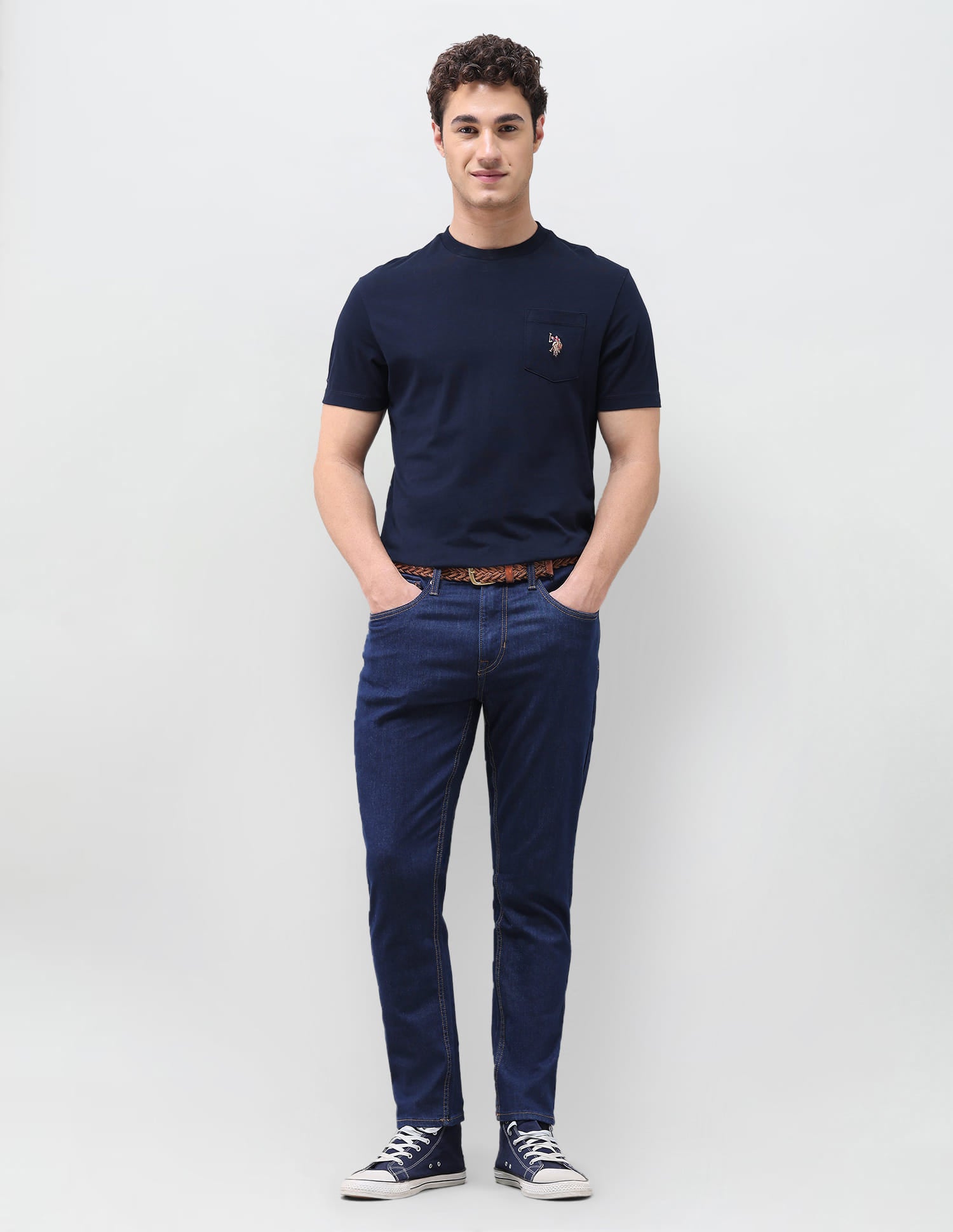 Solid Tapered Fit Jeans Blue - U.S. Polo Assn. India | Large