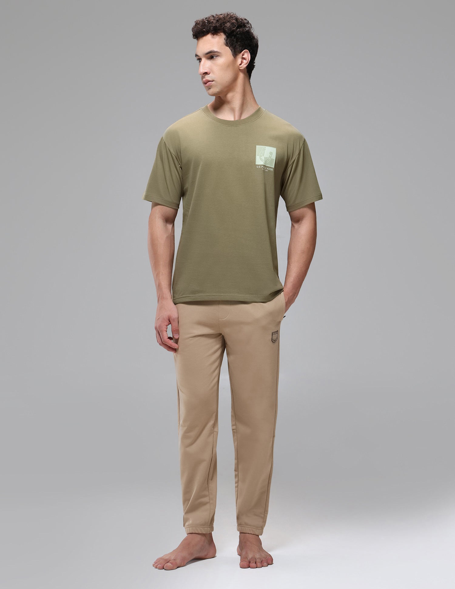 Breathable Regular Comfort Fit OEE15 Lounge T-Shirt Martin Olive - U.S. Polo Assn. India | Large