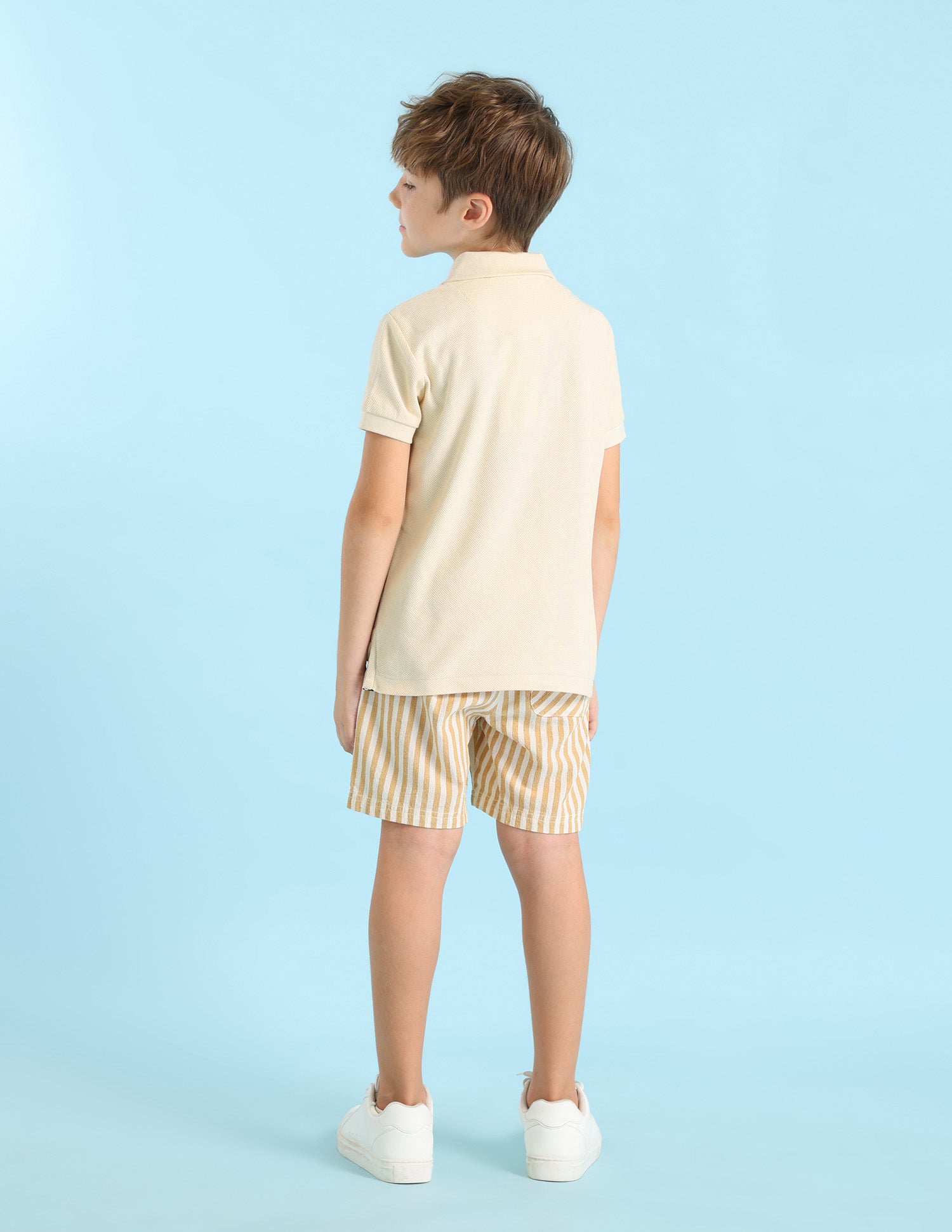 Boys Solid Regular Fit Polo Shirt Beige - U.S. POLO ASSN. | Large