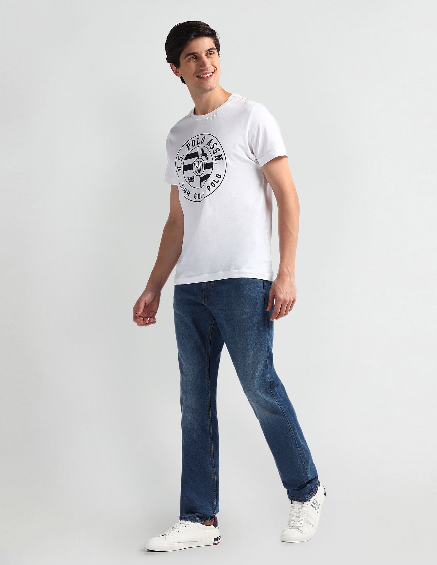 Brandon Slim Tapered Fit Mid Wash Jeans Blue - U.S. POLO ASSN. | Large