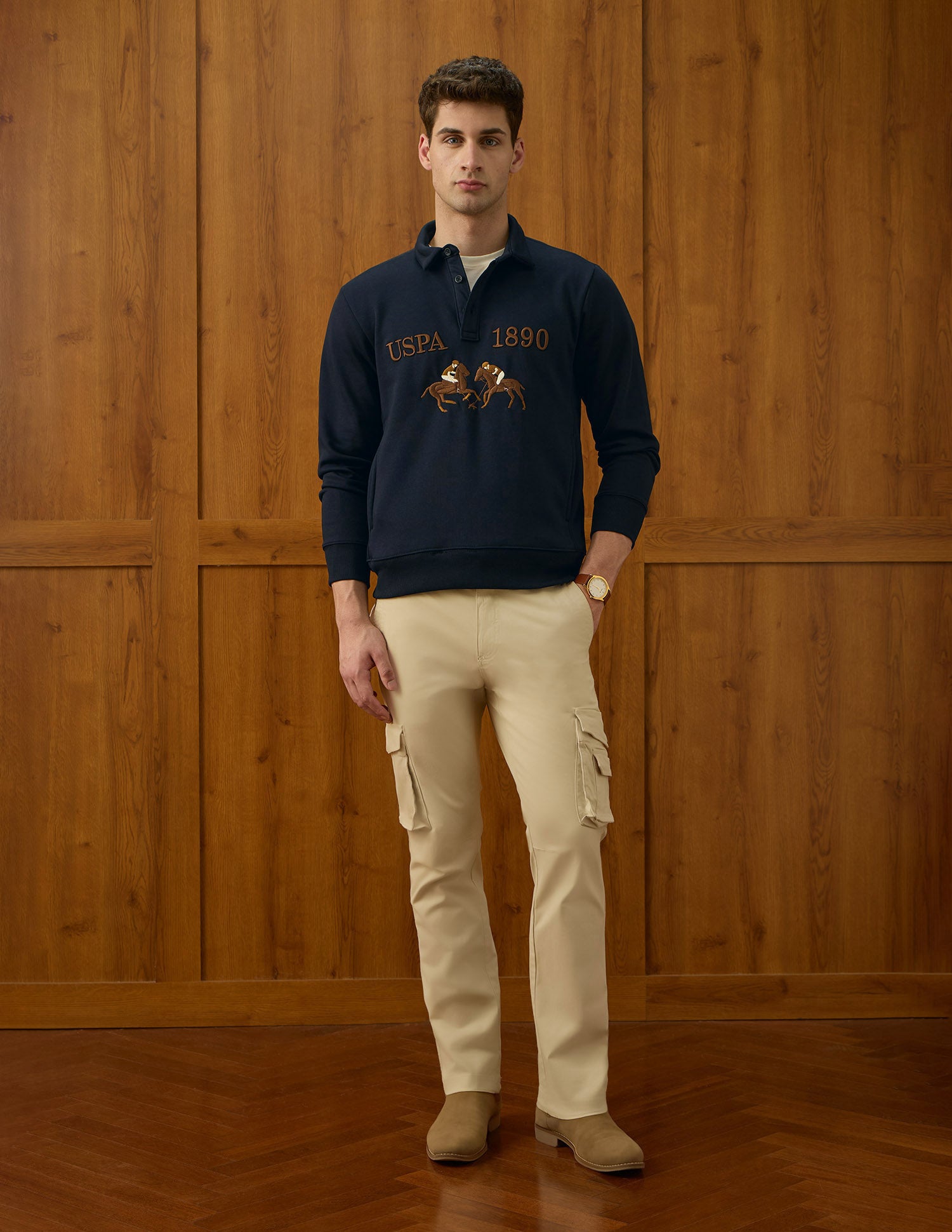 Brand Embroidered Equestrian Aisle Theater Sweatshirt Navy - U.S. POLO ASSN. | Large