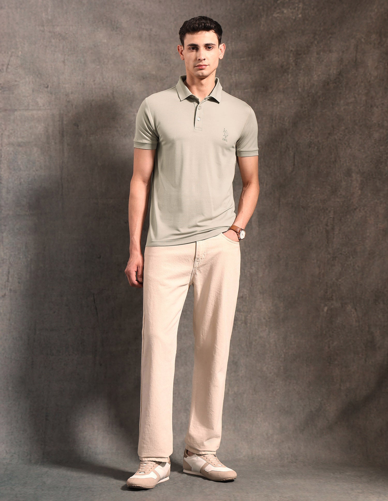 Solid Black & Gold Polo Shirt Beige - U.S. POLO ASSN. | Large